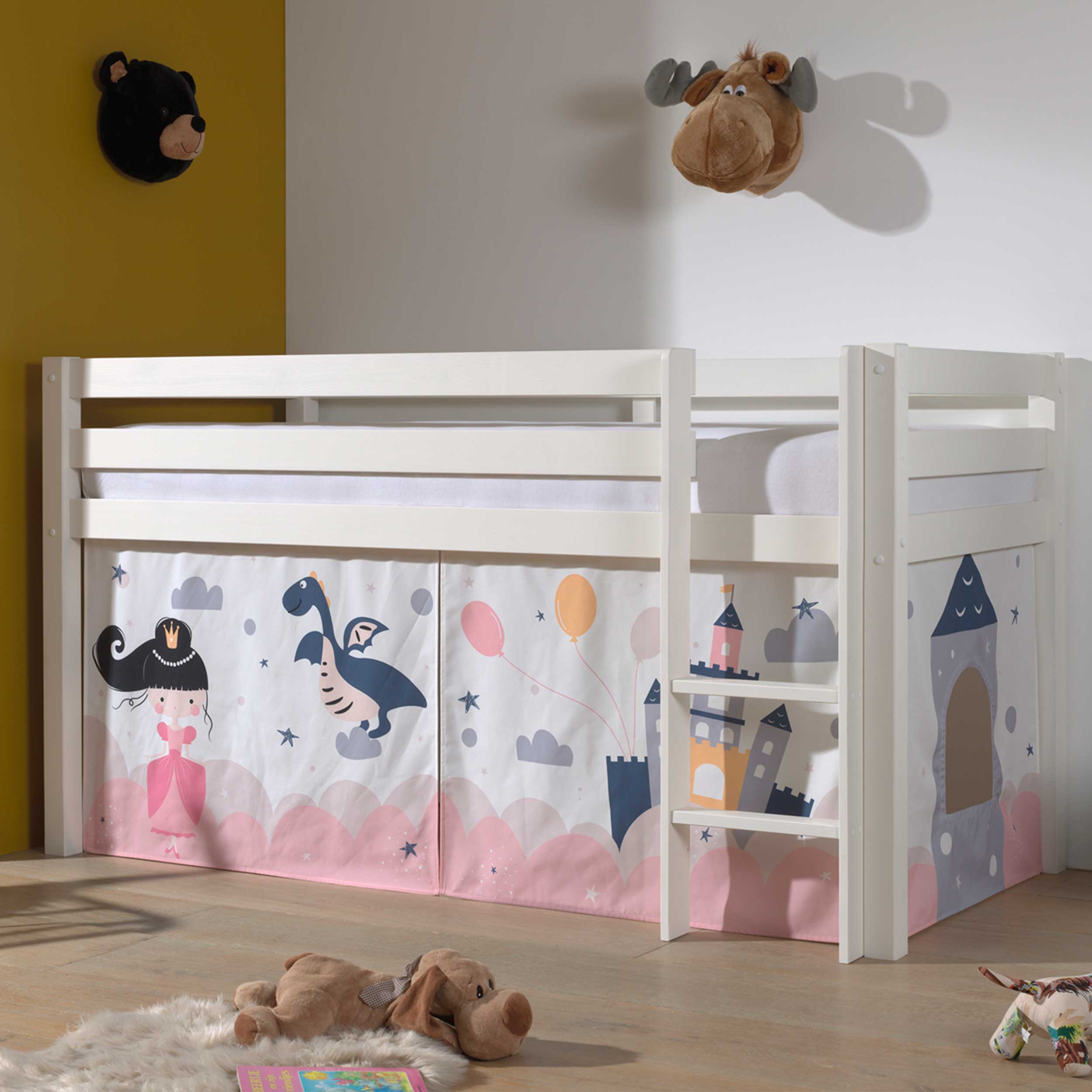 Lit mi-hauteur Charlotte avec tente de lit Princess Sophie - blanc