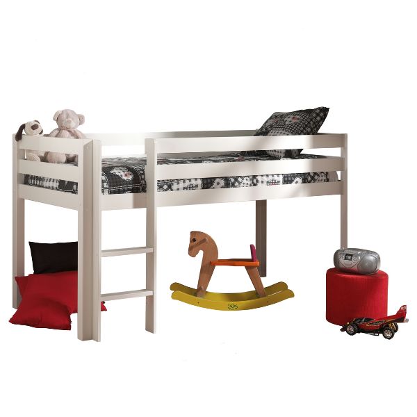 Lit mi-hauteur Charlotte avec tente de lit & sacs de rangement Birdy - blanc - Image 5