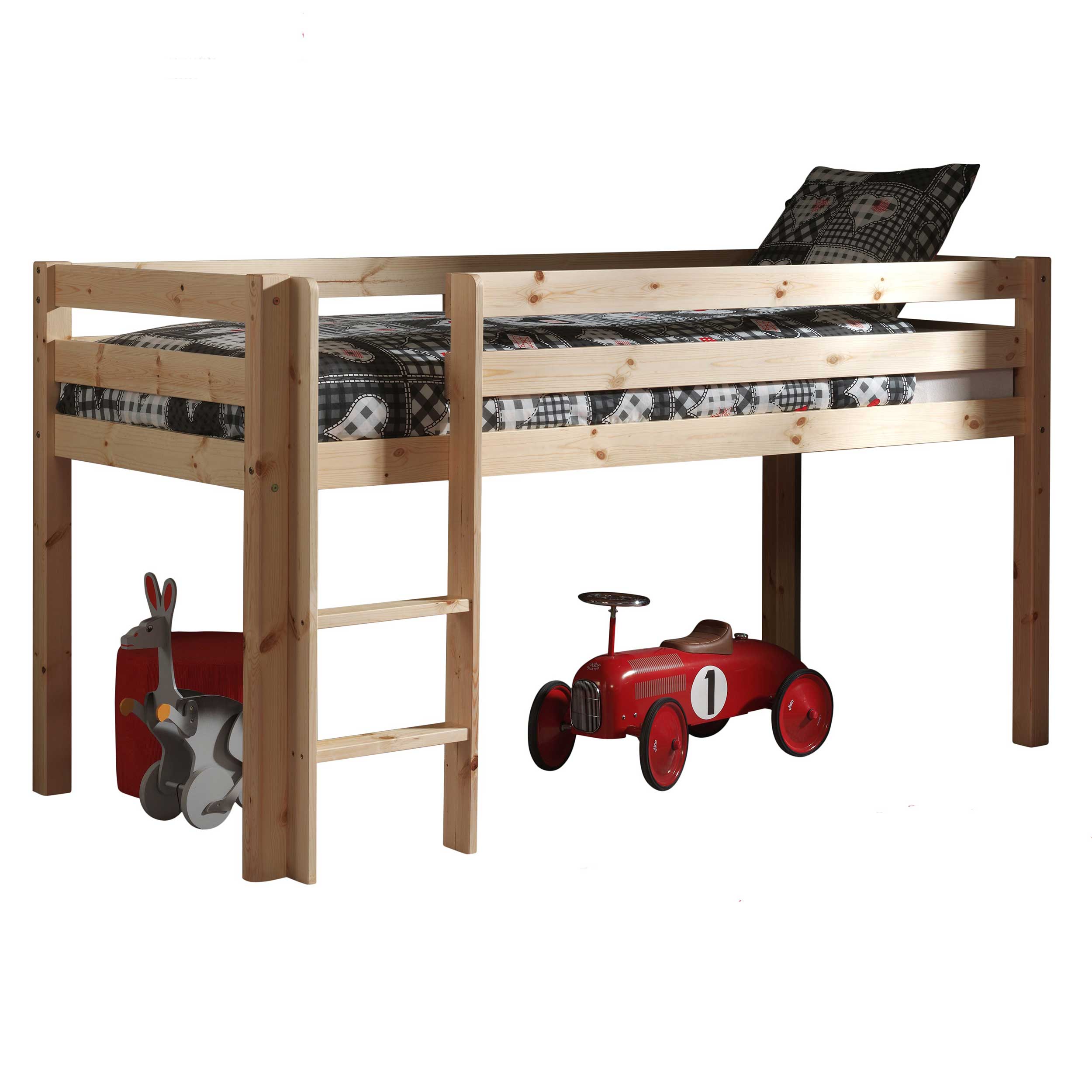 Lit mi-hauteur Charlotte avec tente de lit Space Shuttle - bois de pin - Image 4