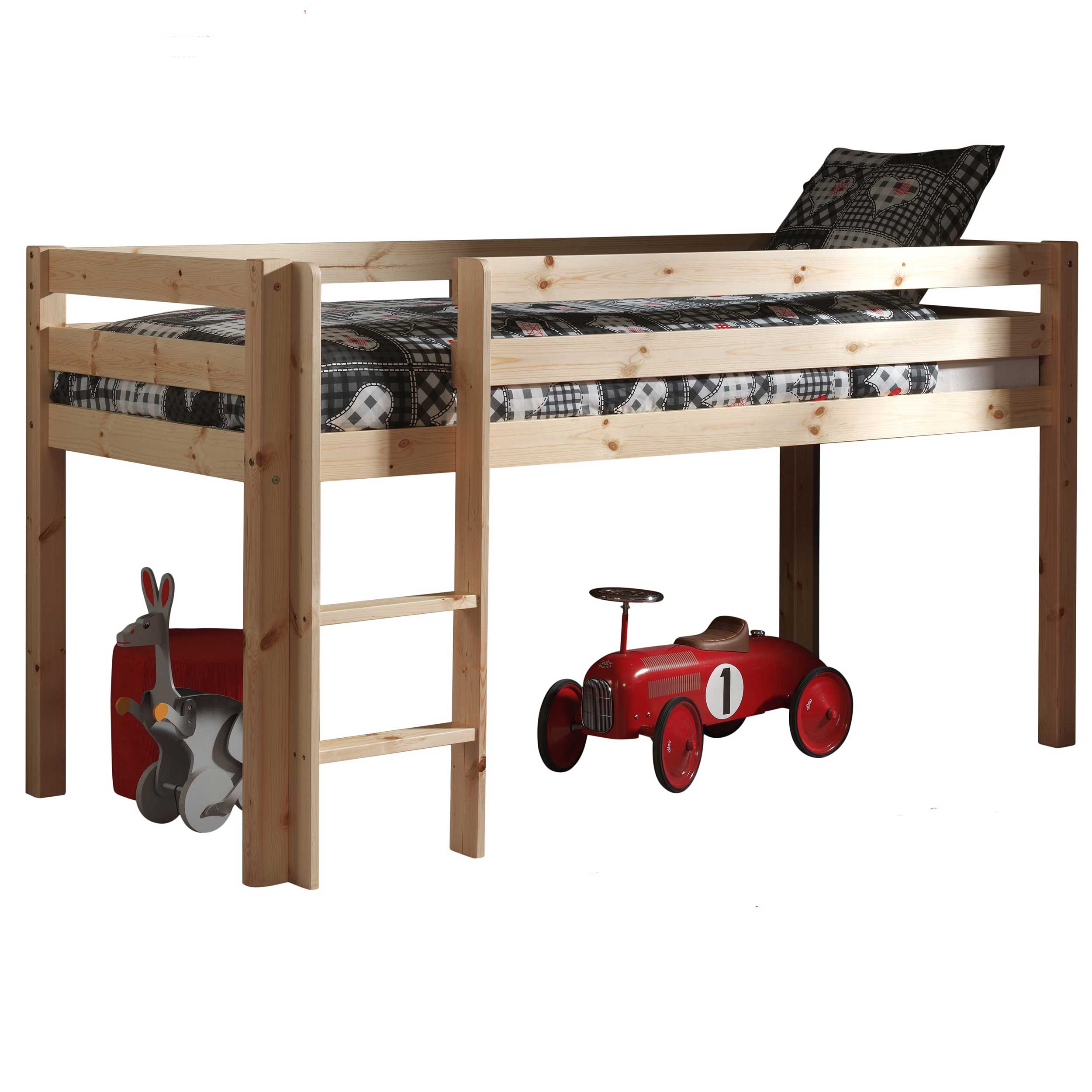 Lit mi-hauteur Charlotte avec tente de lit Spring - bois de pin - Image 4