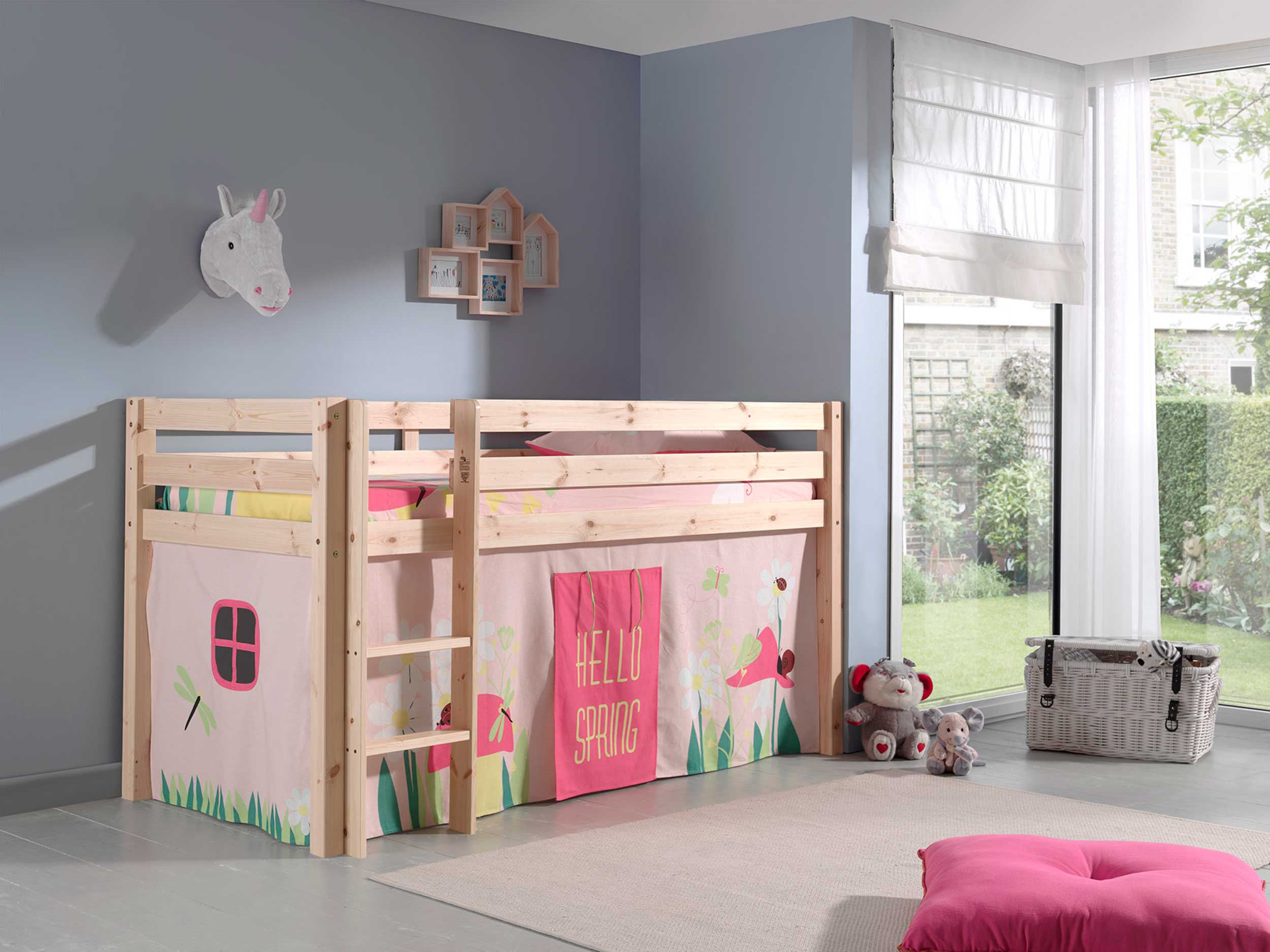 Lit mi-hauteur Charlotte avec tente de lit Spring - bois de pin - Image 5