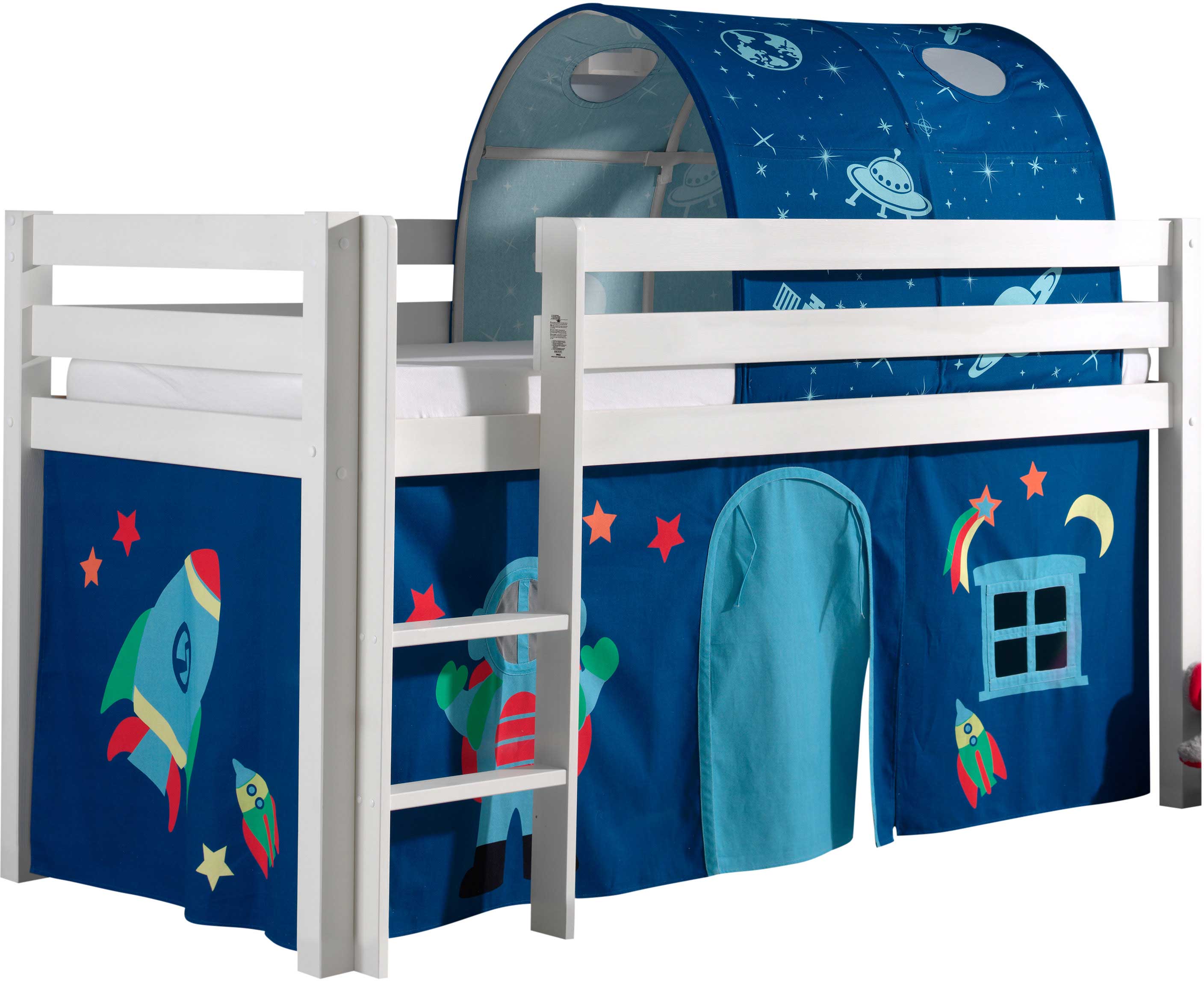 Lit mi-hauteur Charlotte avec tente et tunnel de lit Astro - blanc - Image 7