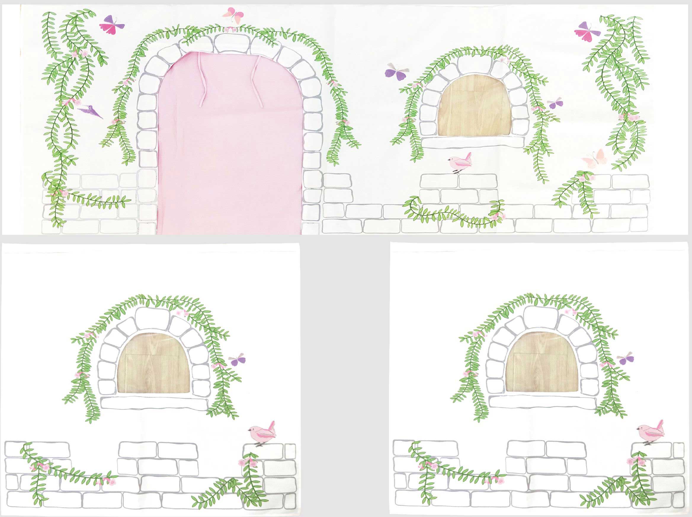 Lit mi-hauteur Charlotte avec tente et tunnel de lit Birdy - bois de pin - Image 4