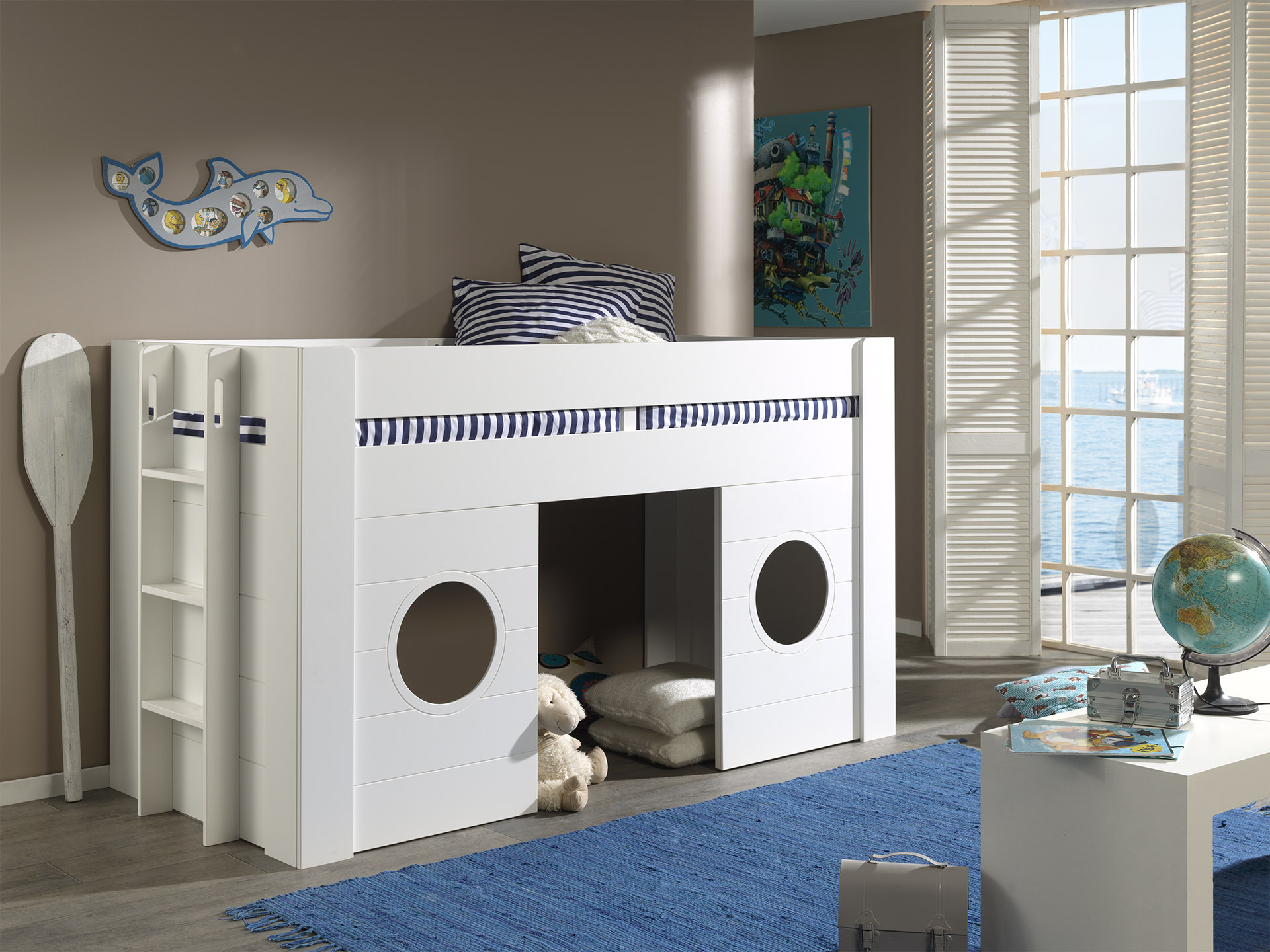 Lit mi-hauteur Freya avec espace de jeu - blanc - Image 3