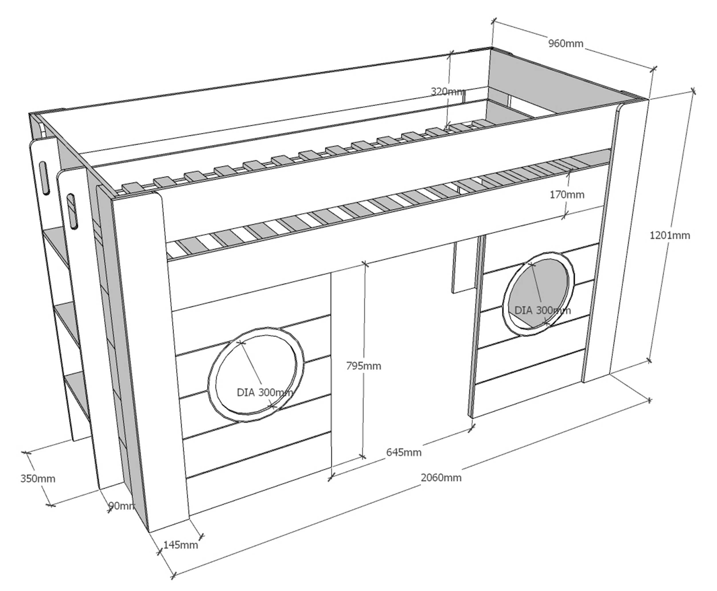 Lit mi-hauteur Freya avec espace de jeu - blanc - Image 4