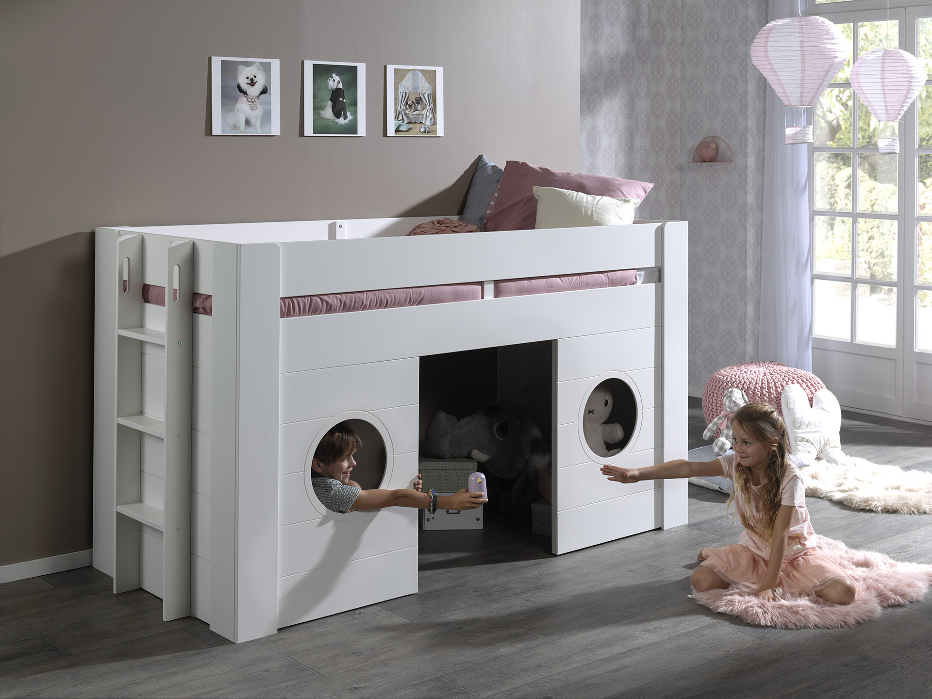 Lit mi-hauteur Freya avec espace de jeu - blanc - Image 5