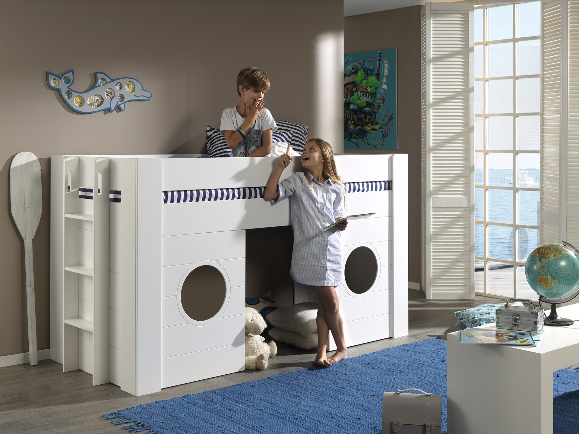 Lit mi-hauteur Freya avec espace de jeu - blanc - Image 7