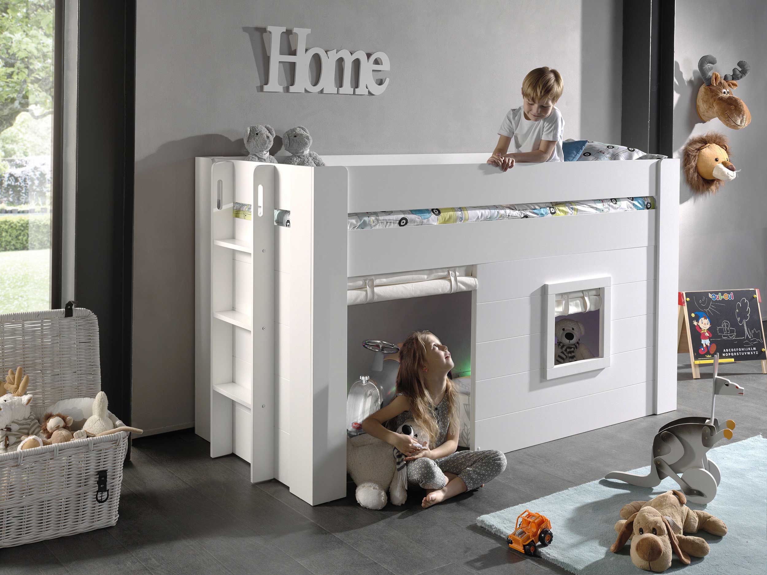 Lit mi-hauteur Noah avec protection - blanc - Image 3