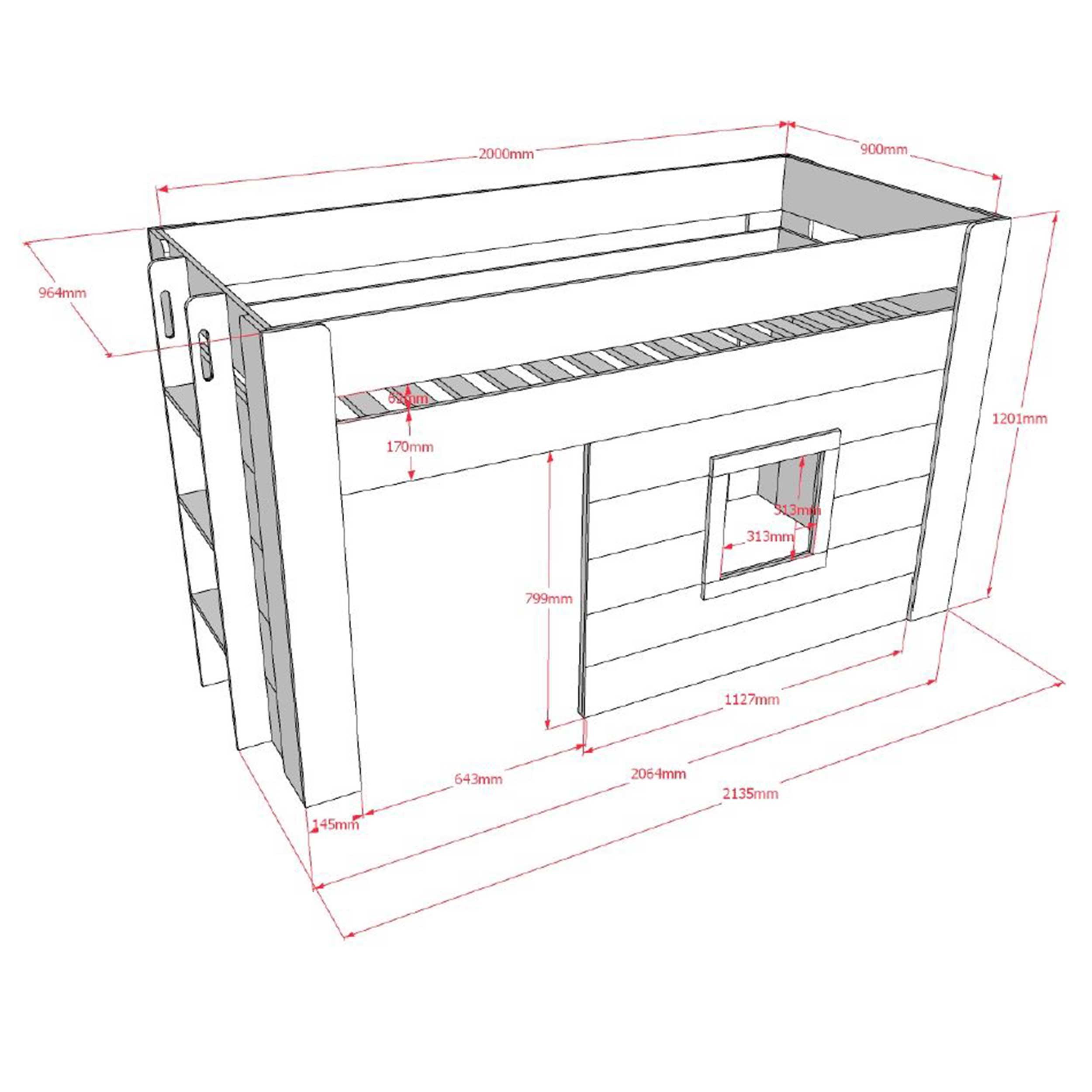 Lit mi-hauteur Noah avec rideaux - blanc - Image 2