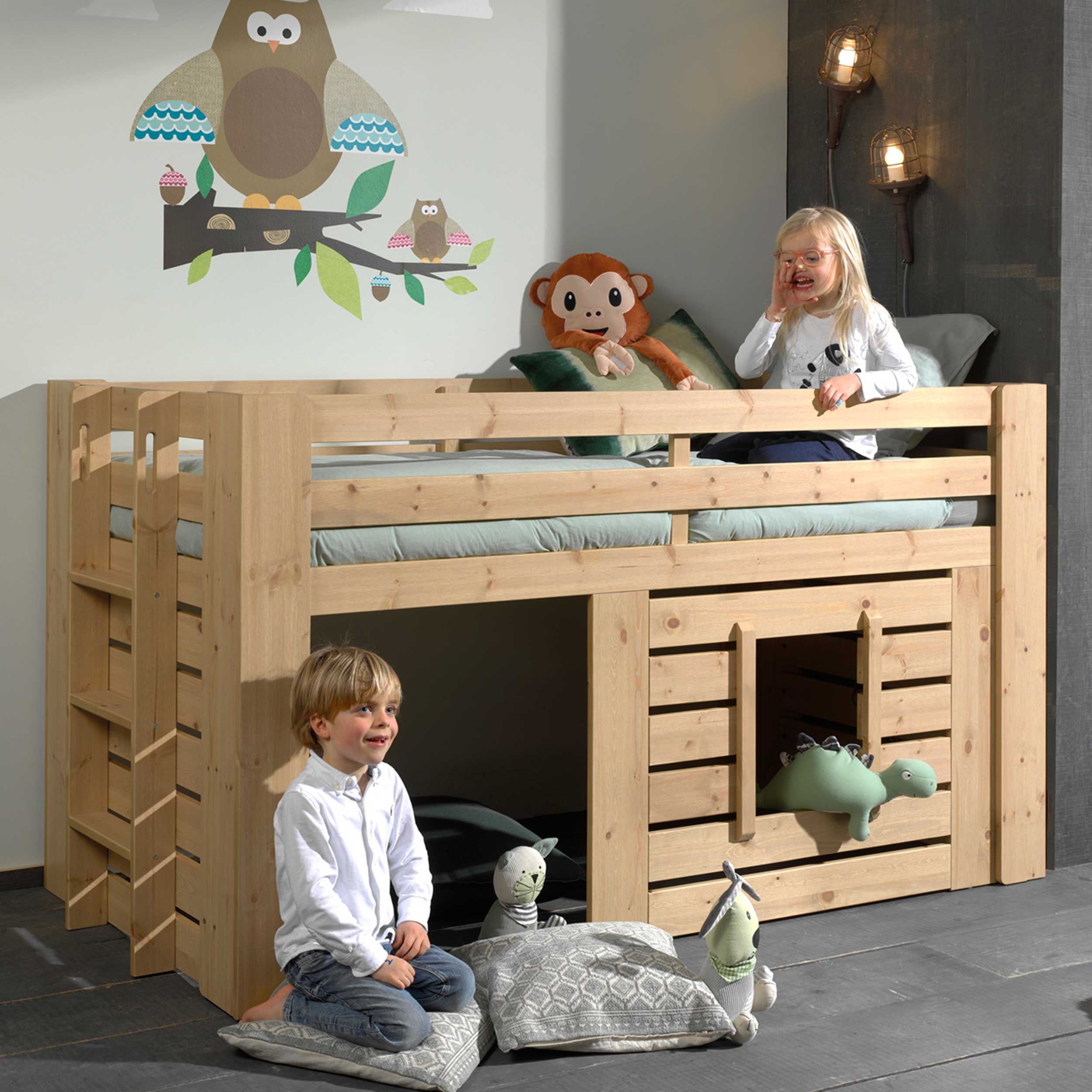 Lit mi-hauteur Olivier 90x200 bois pin