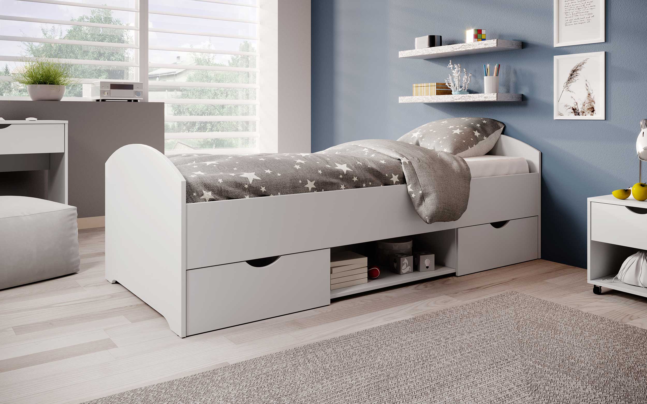 Lit Nero 90x200 avec 2 tiroirs - blanc - Image 10