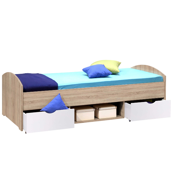 Lit Nero 90x200 avec 2 tiroirs - chêne sonoma/blanc - Image 2