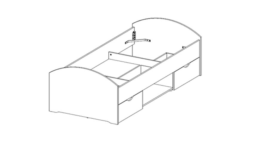 Lit Nero 90x200 avec 2 tiroirs - chêne sonoma/blanc - Image 3