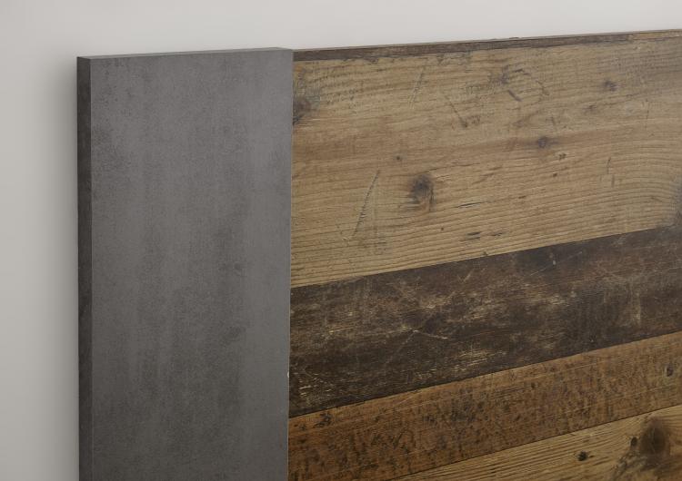 Lit Rudi 140x200 avec 1 tiroir - vieux style/béton - Image 2