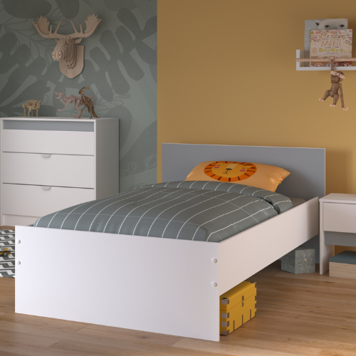 Lit Rue 90x190 - blanc/gris ou blanc/rose