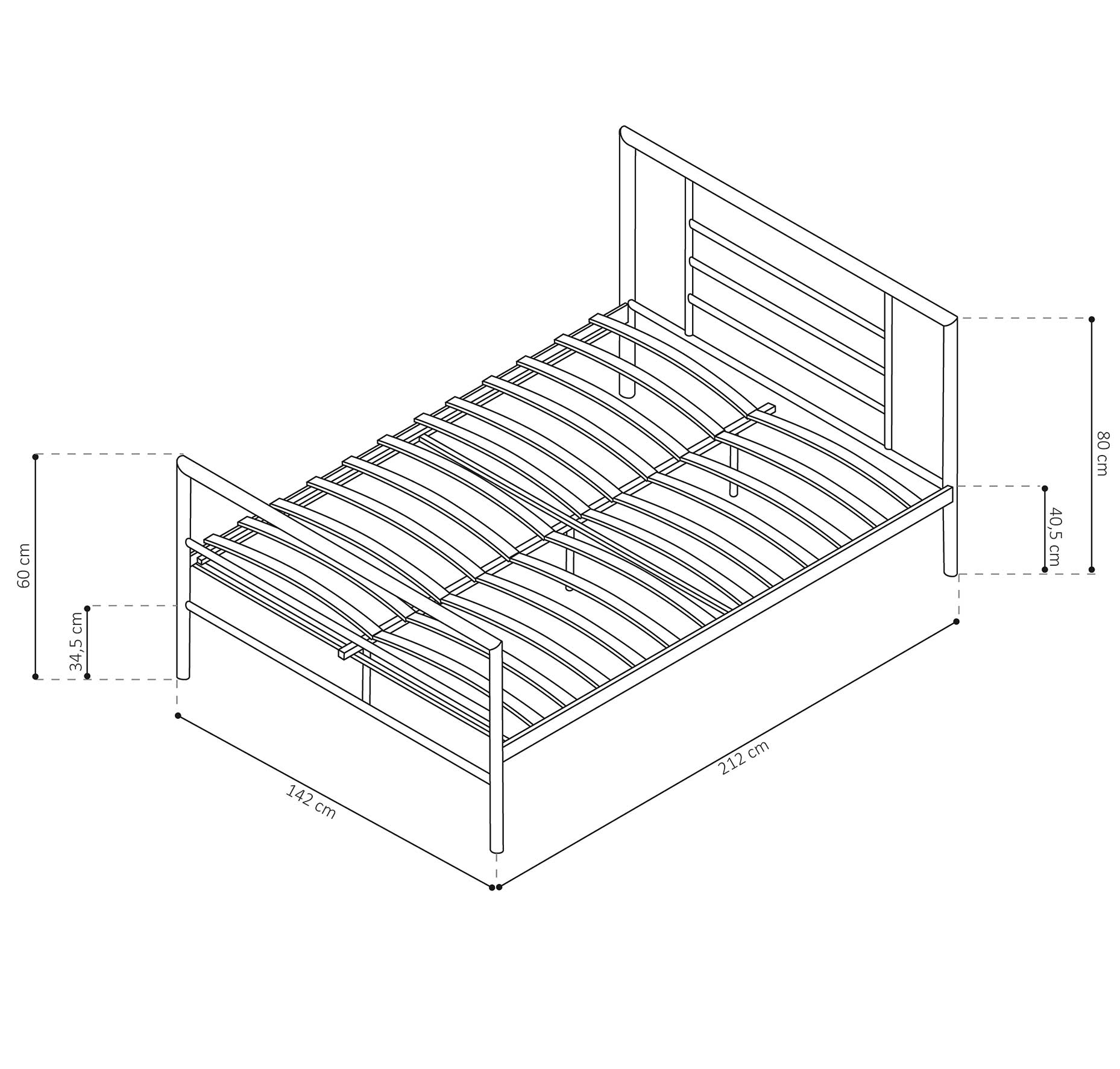 Lit Sandro 140x200 métal - gris - Image 2