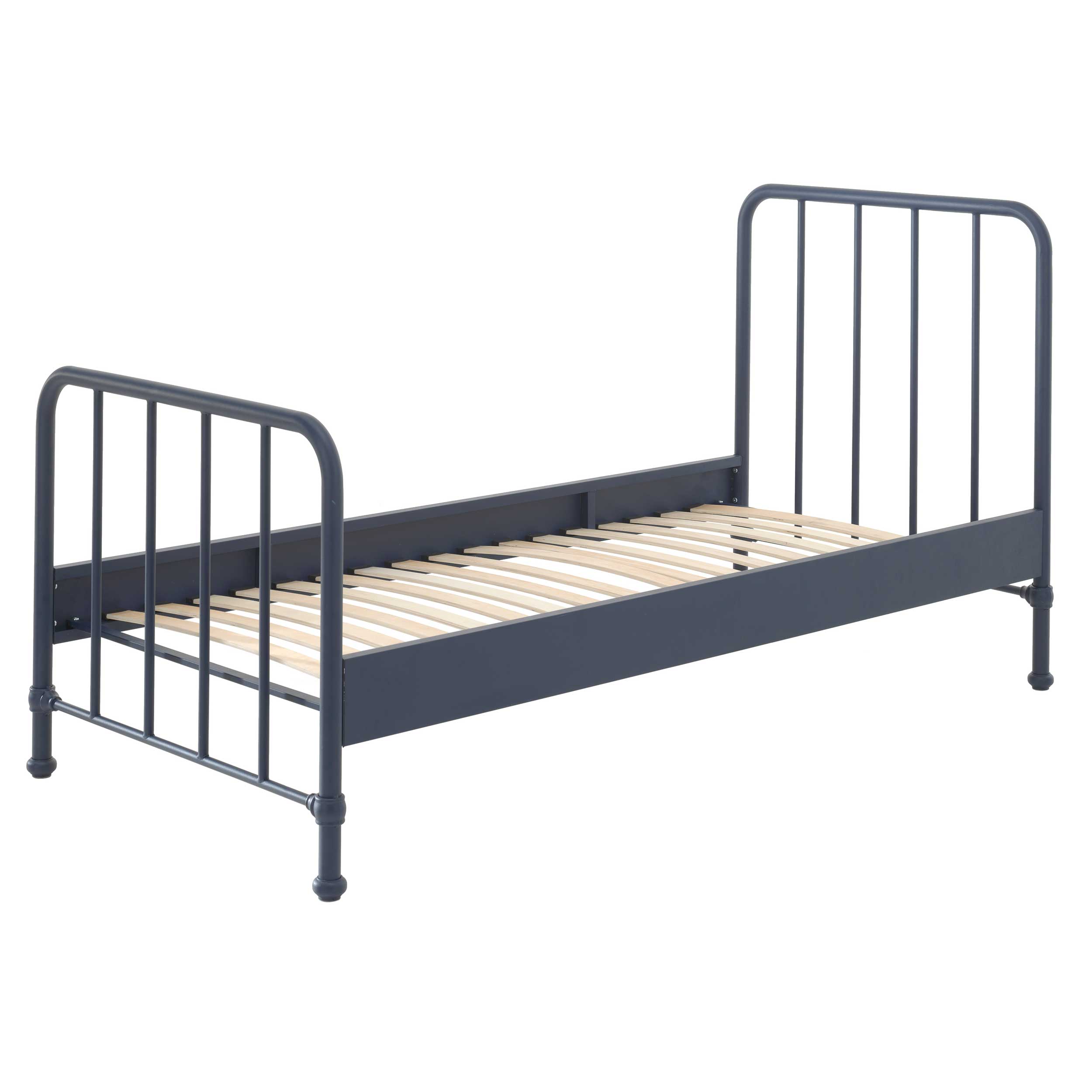 Lit simple Bronxx métal 90x200 - bleu denim mat - Image 2