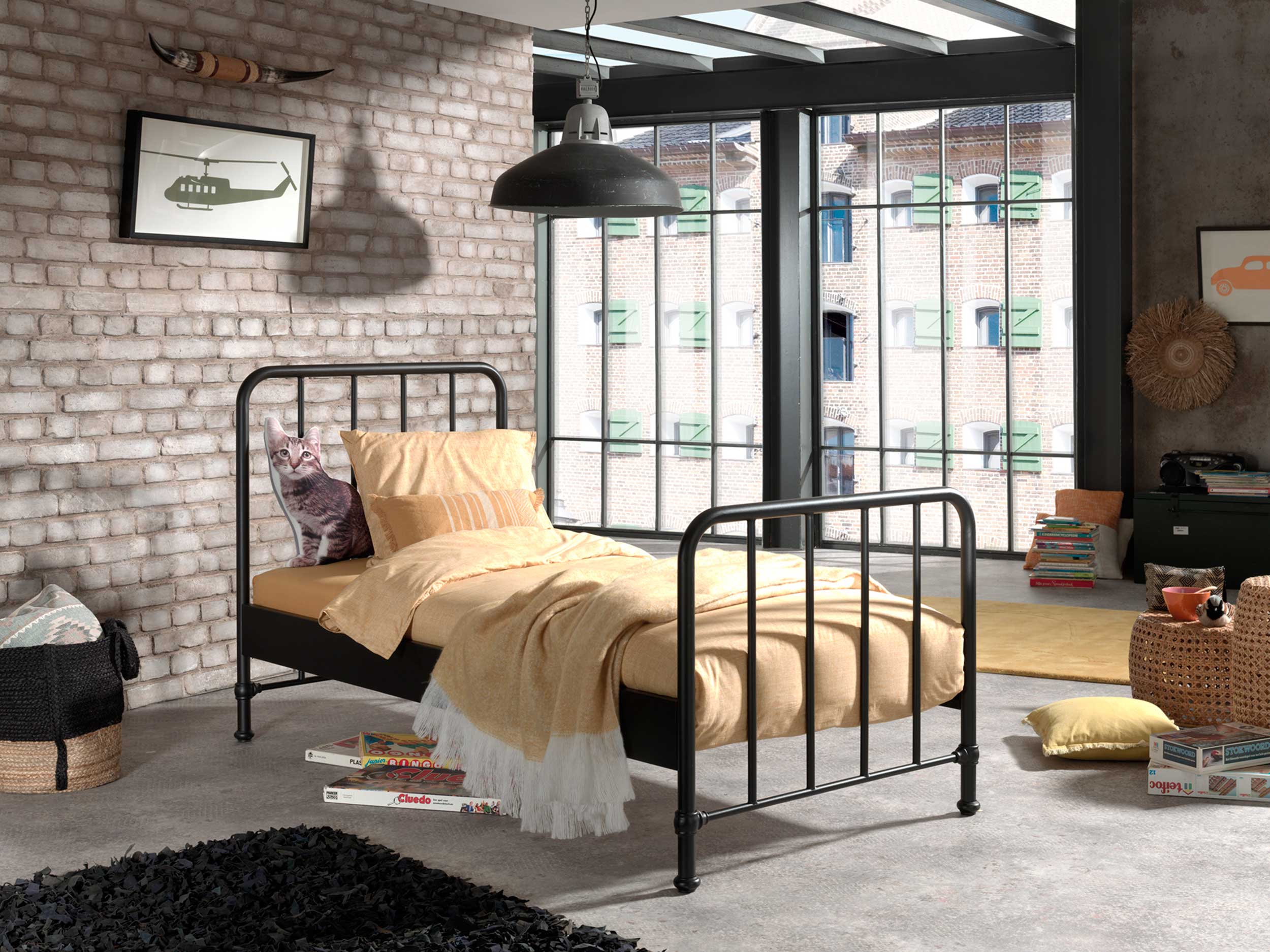 Lit simple Bronxx métal 90x200 - noir mat - Image 3