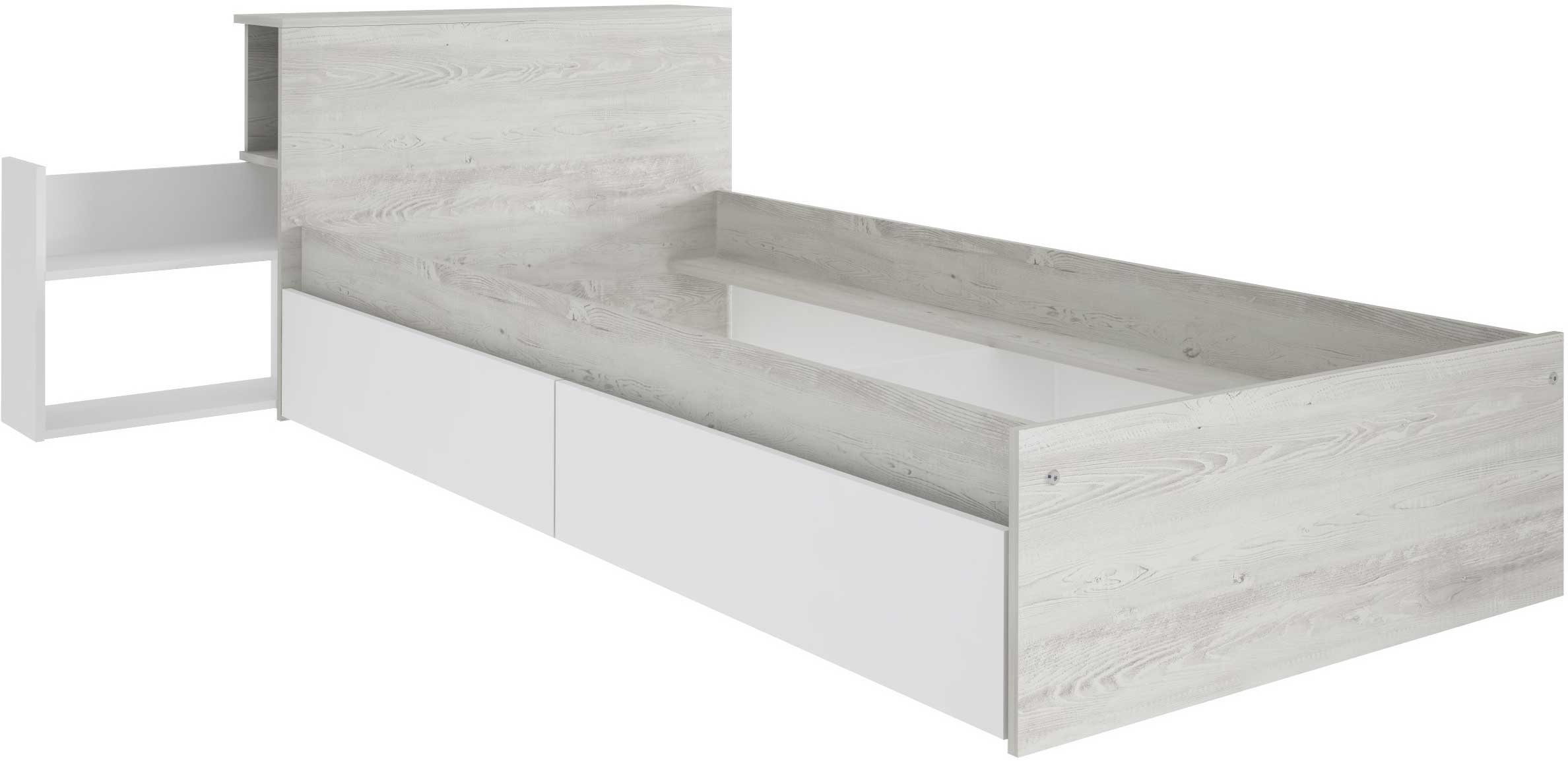 Lit simple Kazim 90x200 avec espaces de rangement - blanc - Image 4