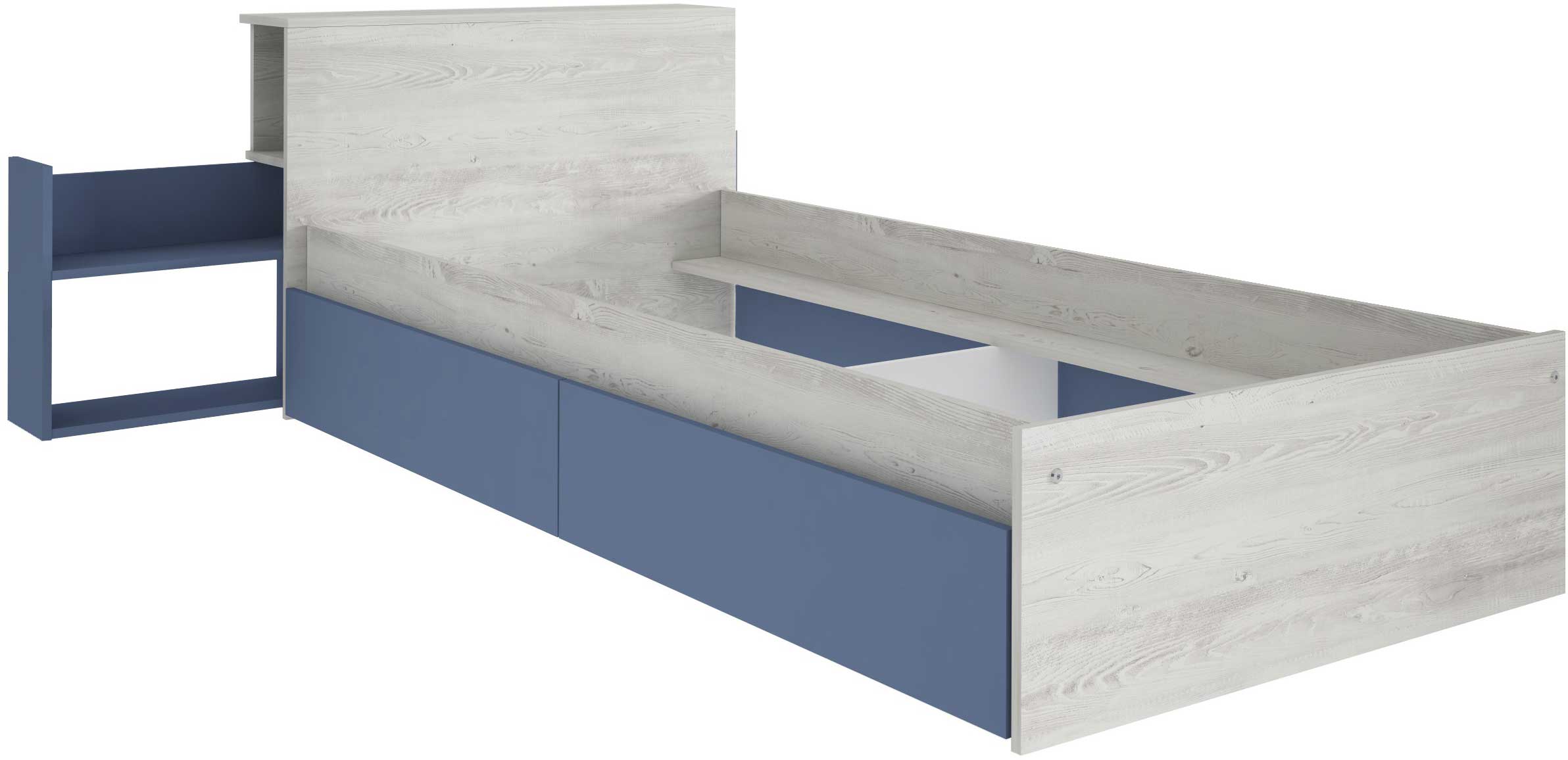 Lit simple Kazim 90x200 avec espaces de rangement - bleu foncé - Image 4