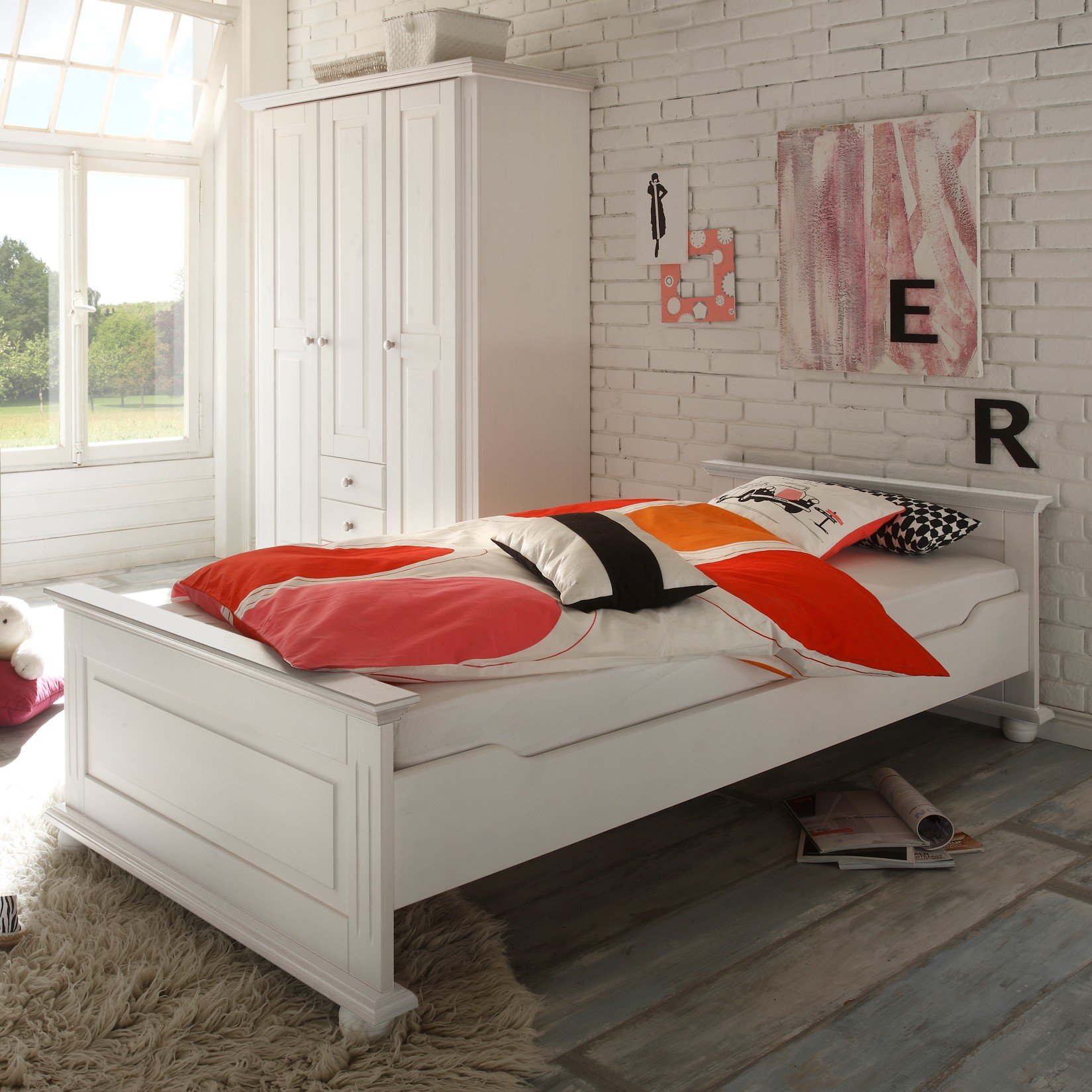 Lit simple Laurel 90x200 - blanc