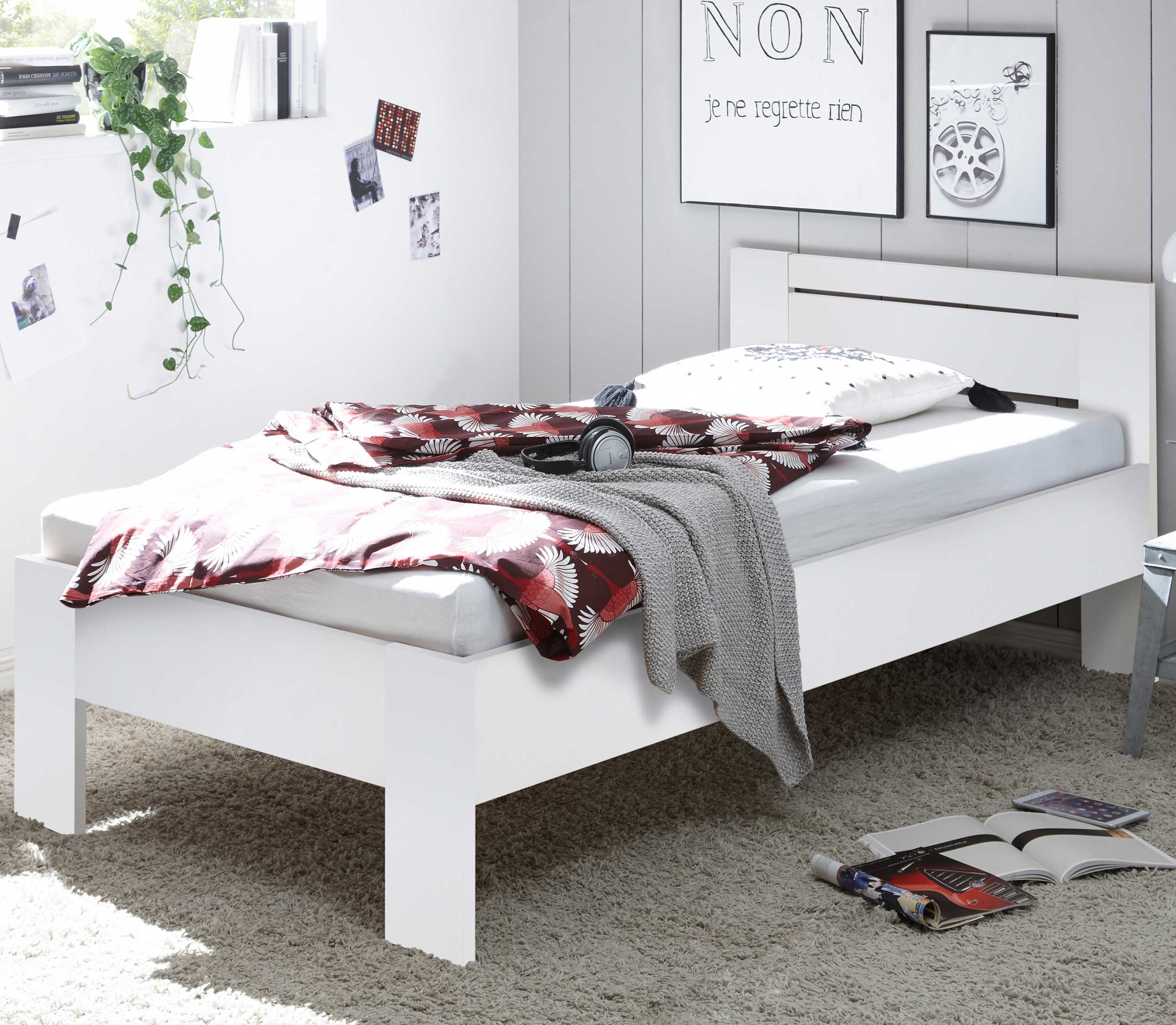 Lit simple Sartre 90x200 - blanc