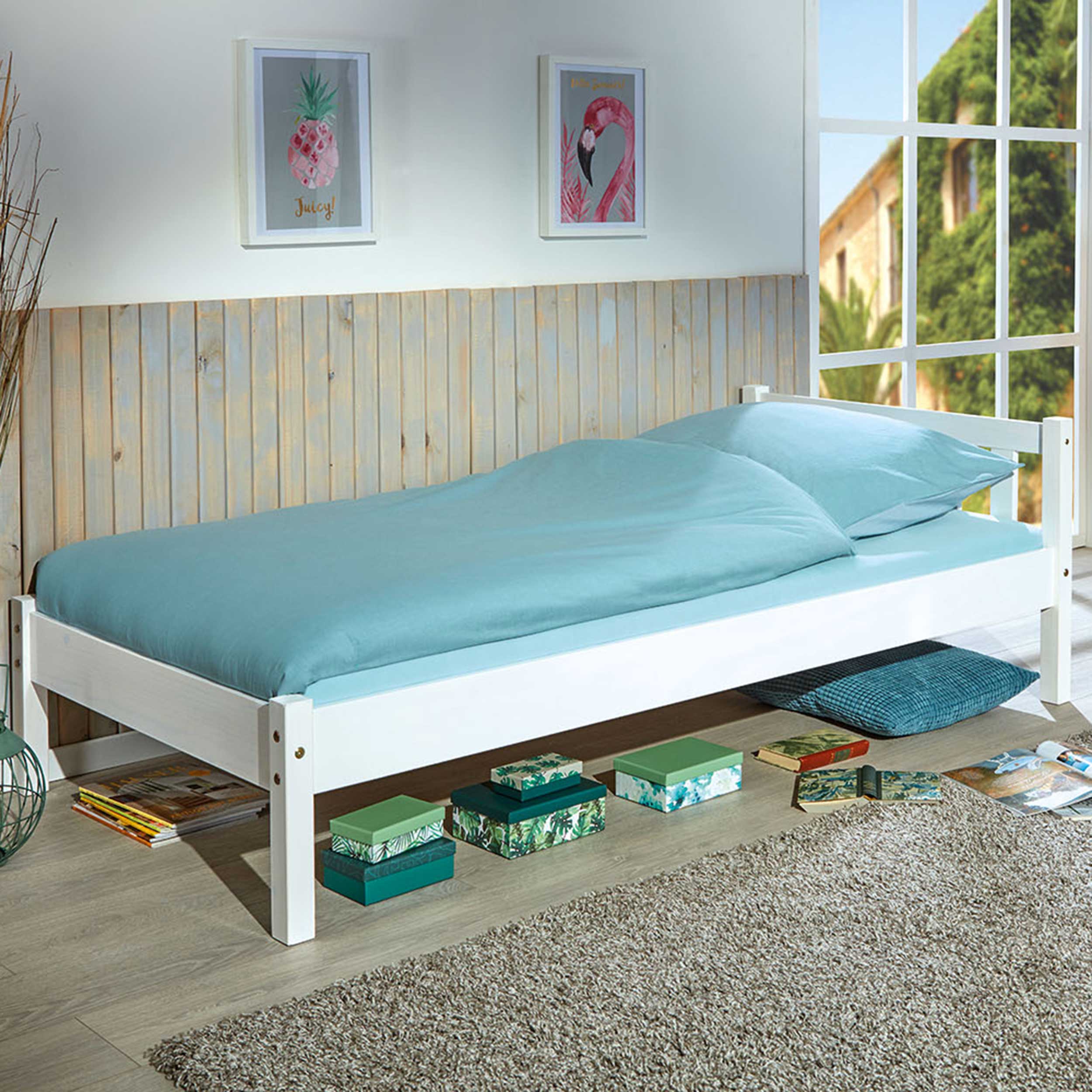 Lit simple Vilmar bois massif - blanc