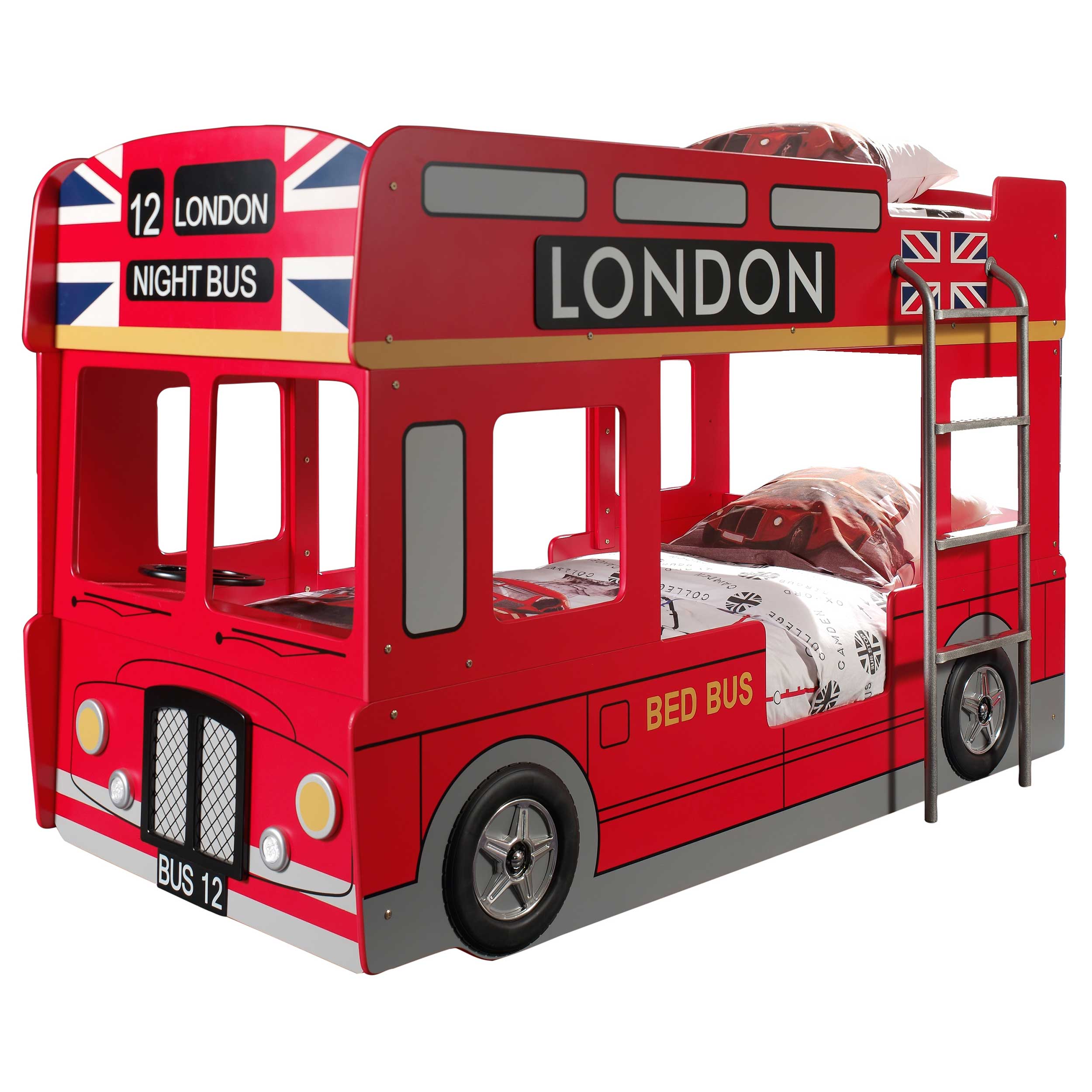 Lit superposé bus londonien 90x200 cm avec éclairage LED - Image 3