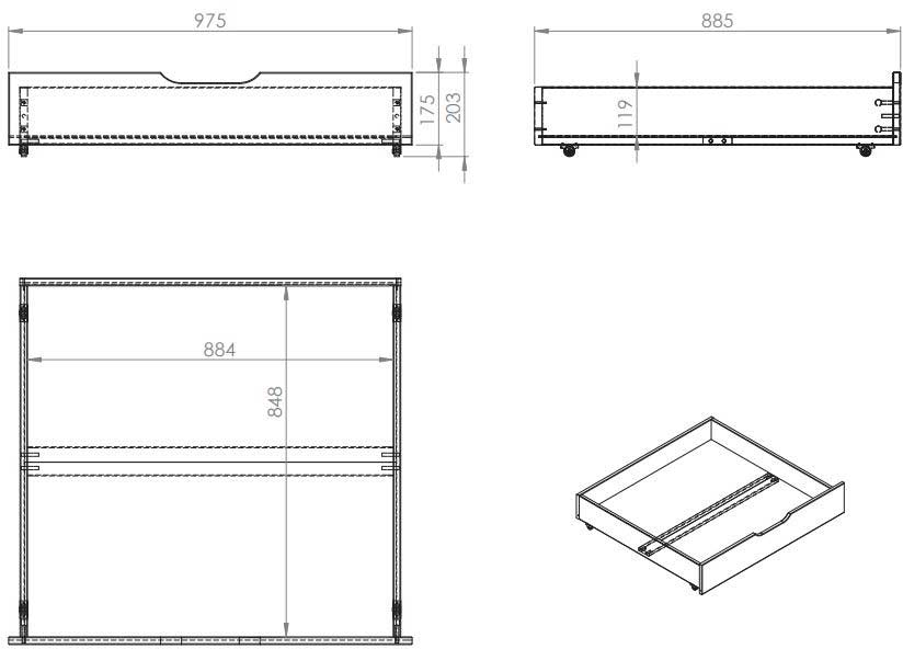 Lit superposé Claire haut avec 2 tiroirs - gris - Image 3