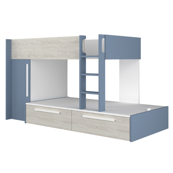 Lit superposé Fleur avec armoire et tiroirs - bleu - Image 3