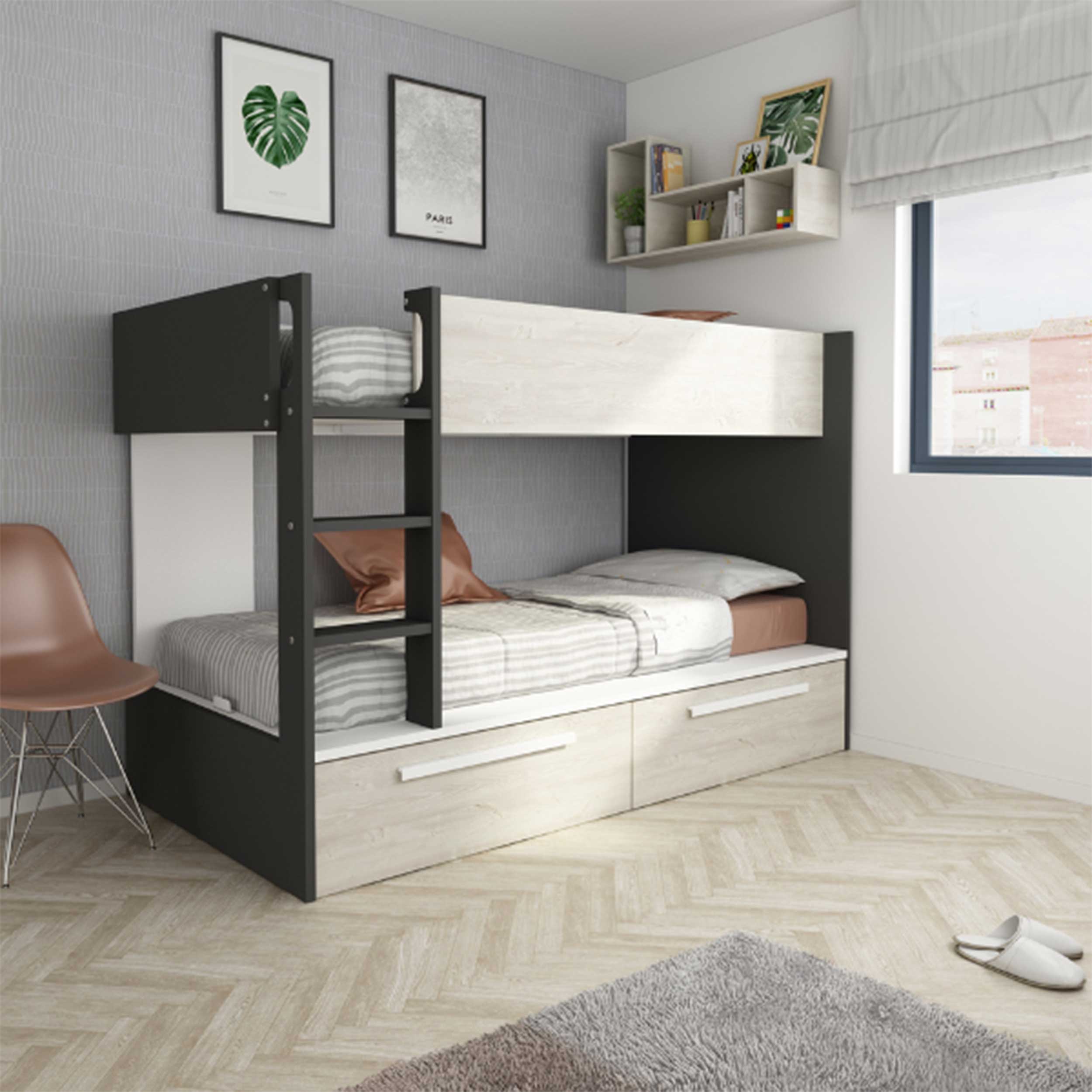 Lit superposé Fleur avec tiroirs de lit - gris - Image 5