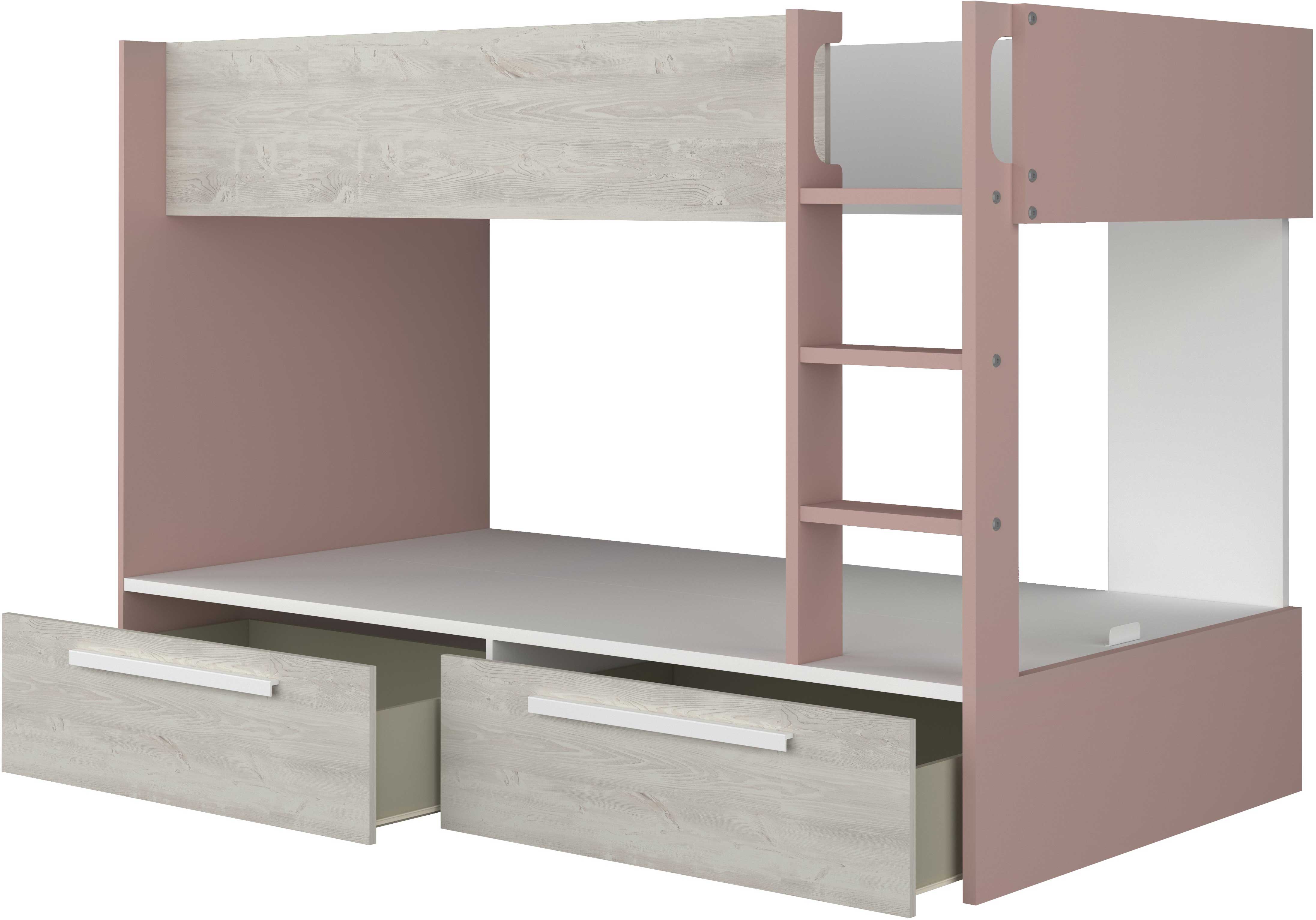 Lit superposé Fleur avec tiroirs de lit - vieux rose - Image 2