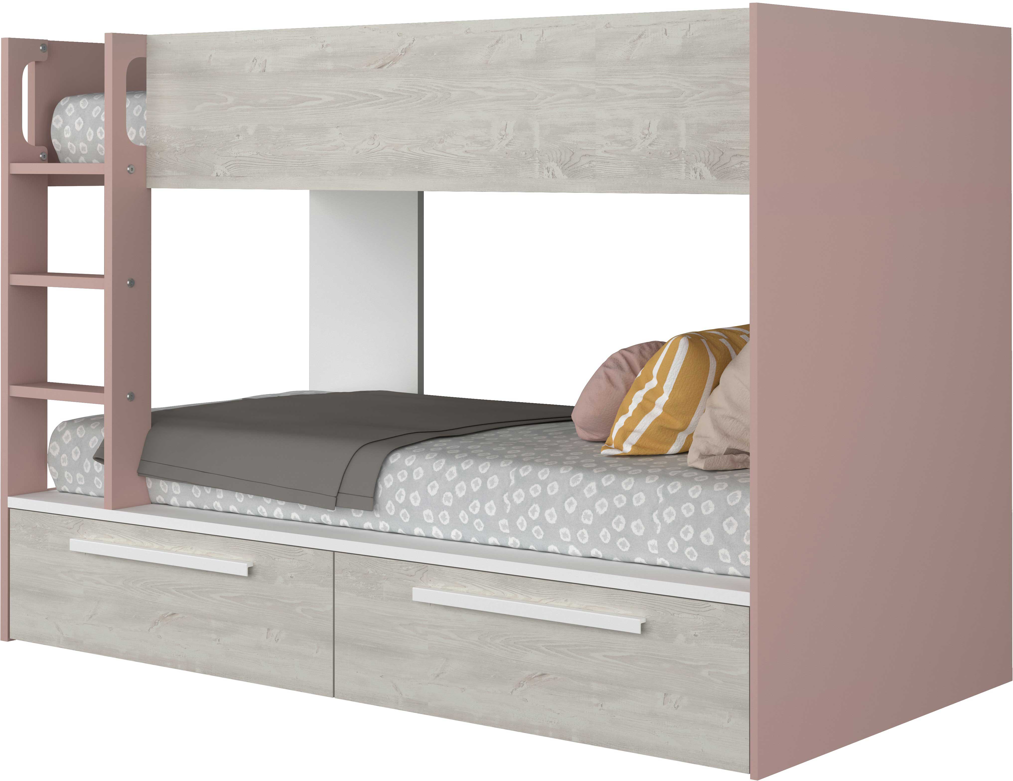 Lit superposé Fleur avec tiroirs de lit - vieux rose - Image 4