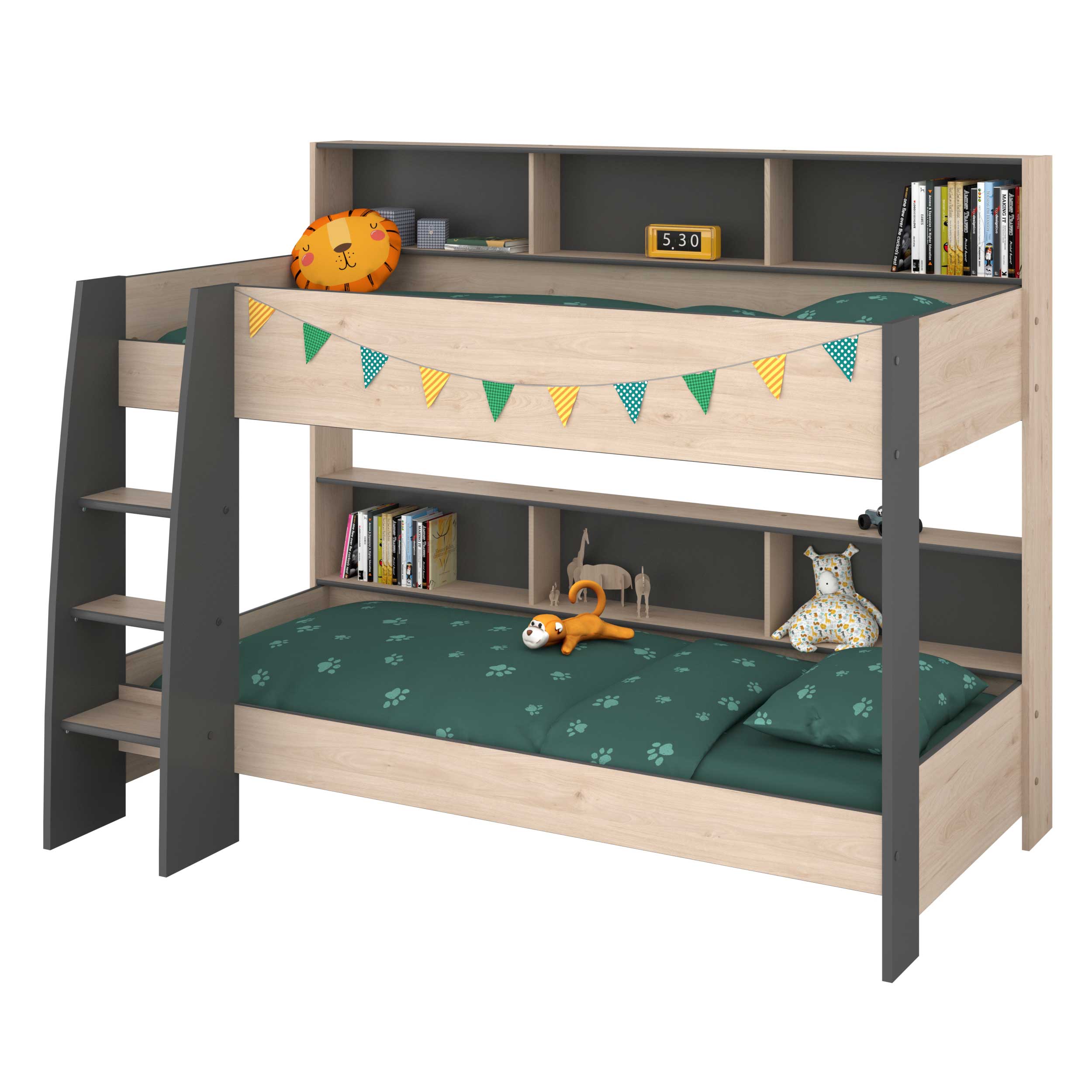 Lit superposé Leo incl. sommiers - chêne/gris - Image 2
