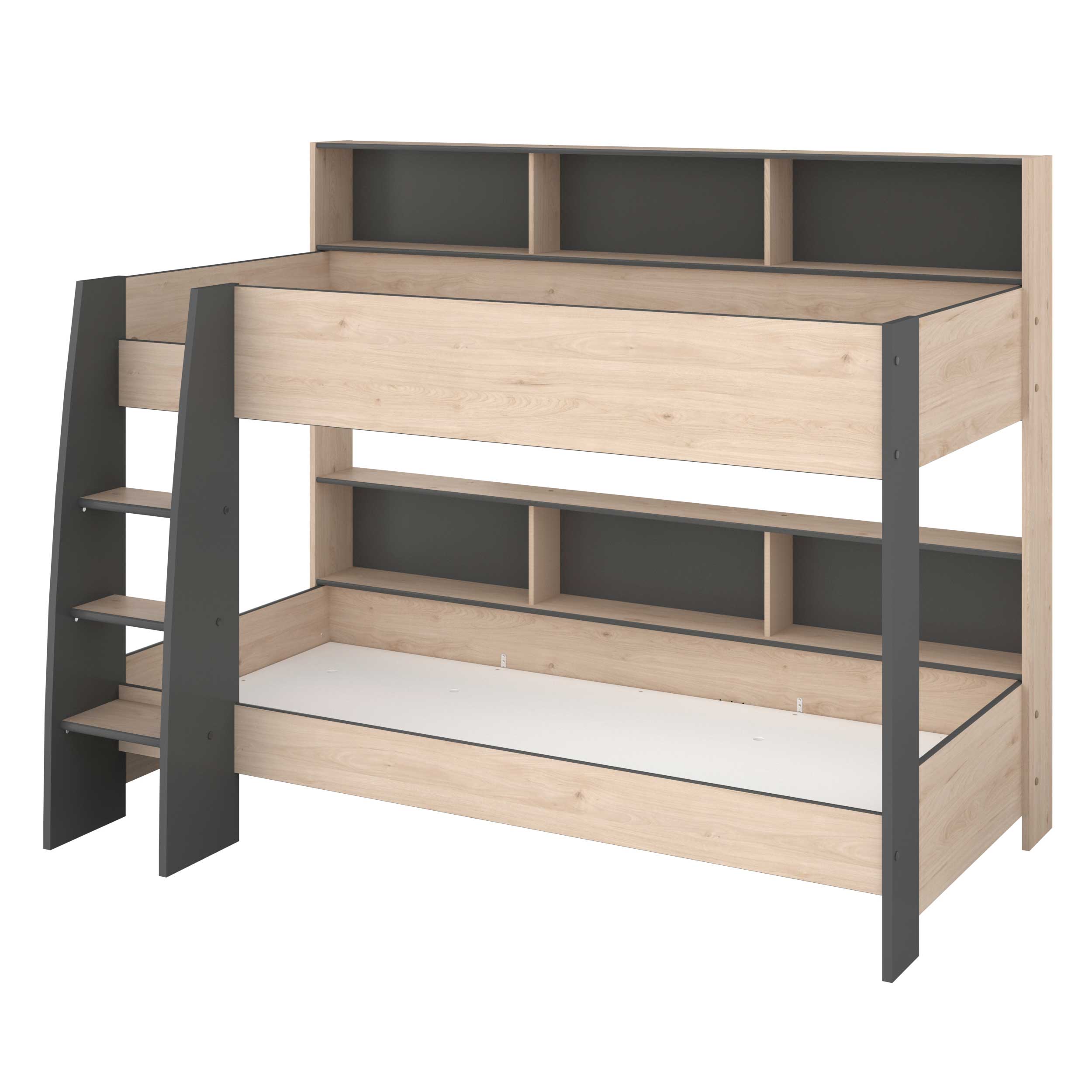 Lit superposé Leo incl. sommiers - chêne/gris - Image 6