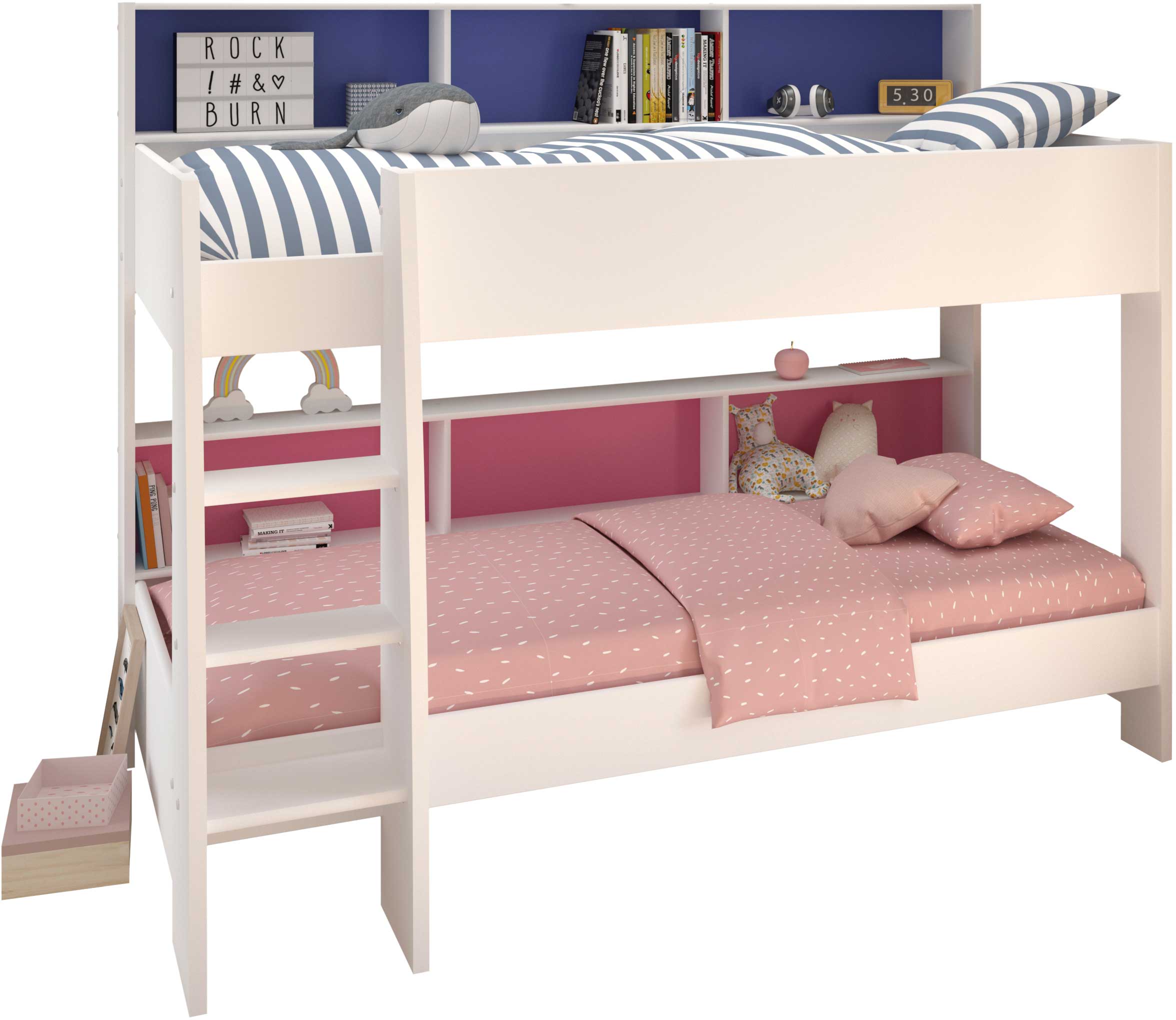 Lit superposé Leon sommiers incl. - blanc/bleu/rose - Image 5