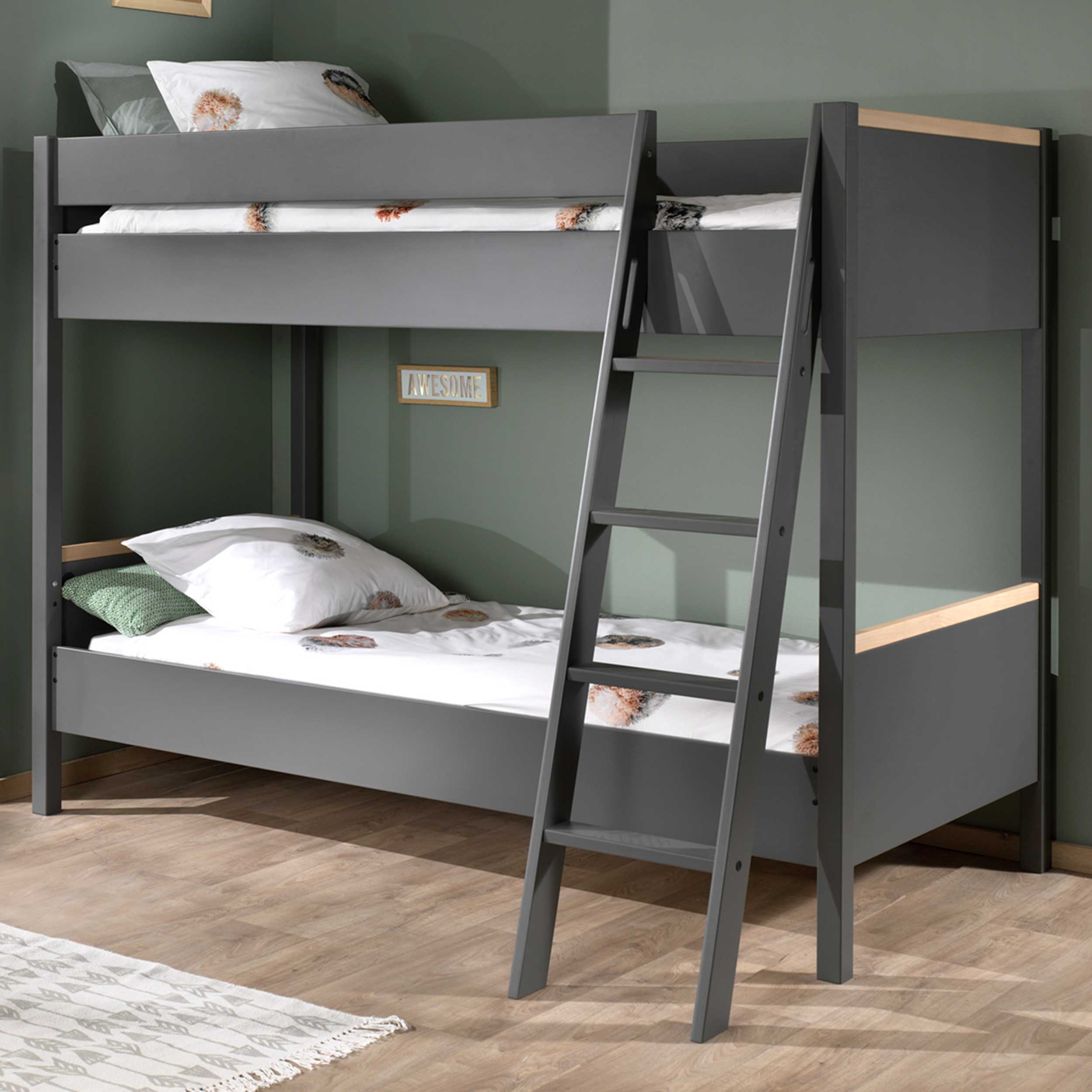 Lit superposé London 90x200 - anthracite