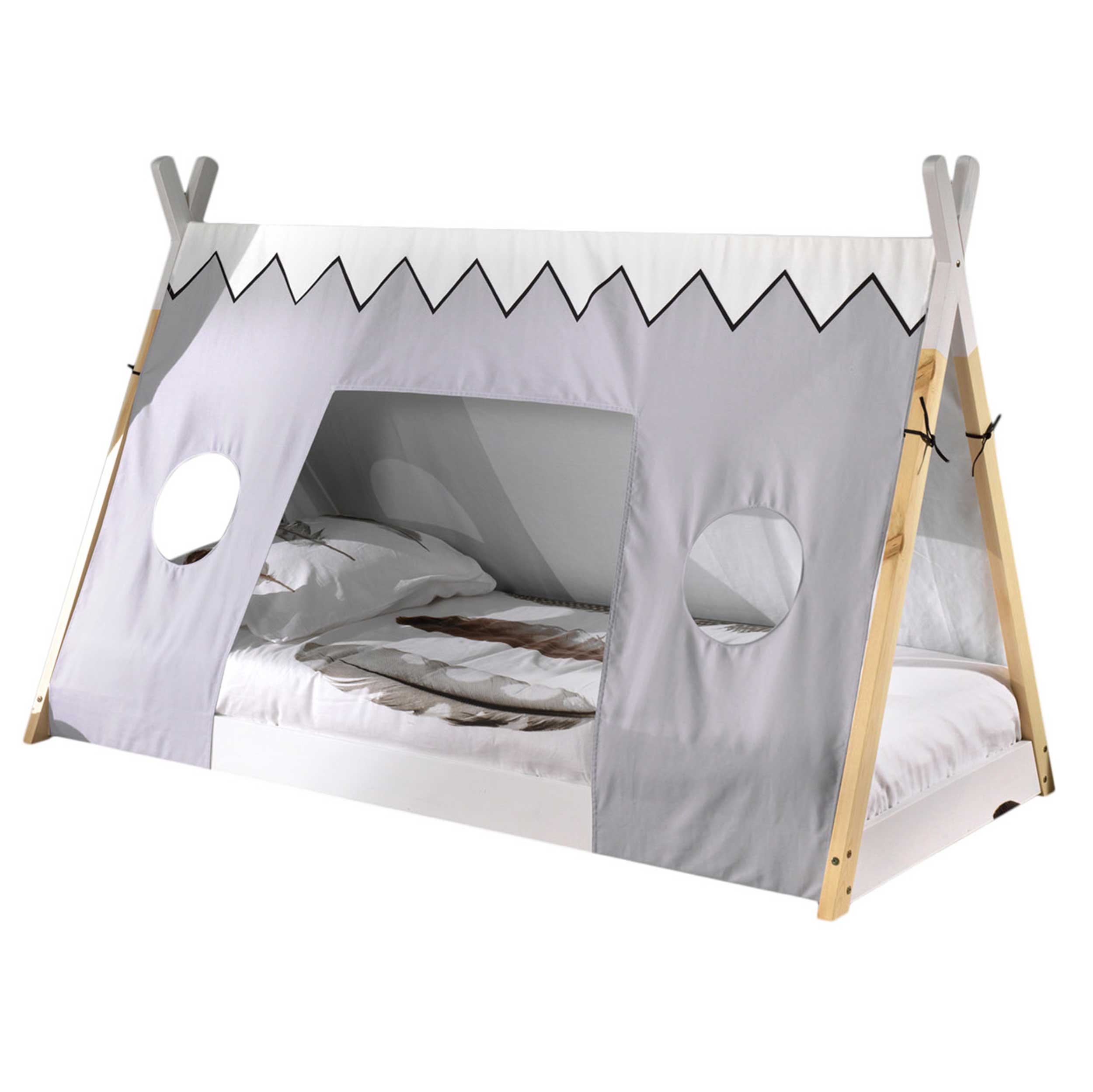 Lit tipi 90 x 200cm avec tente de lit - blanc/bois pin - Image 5