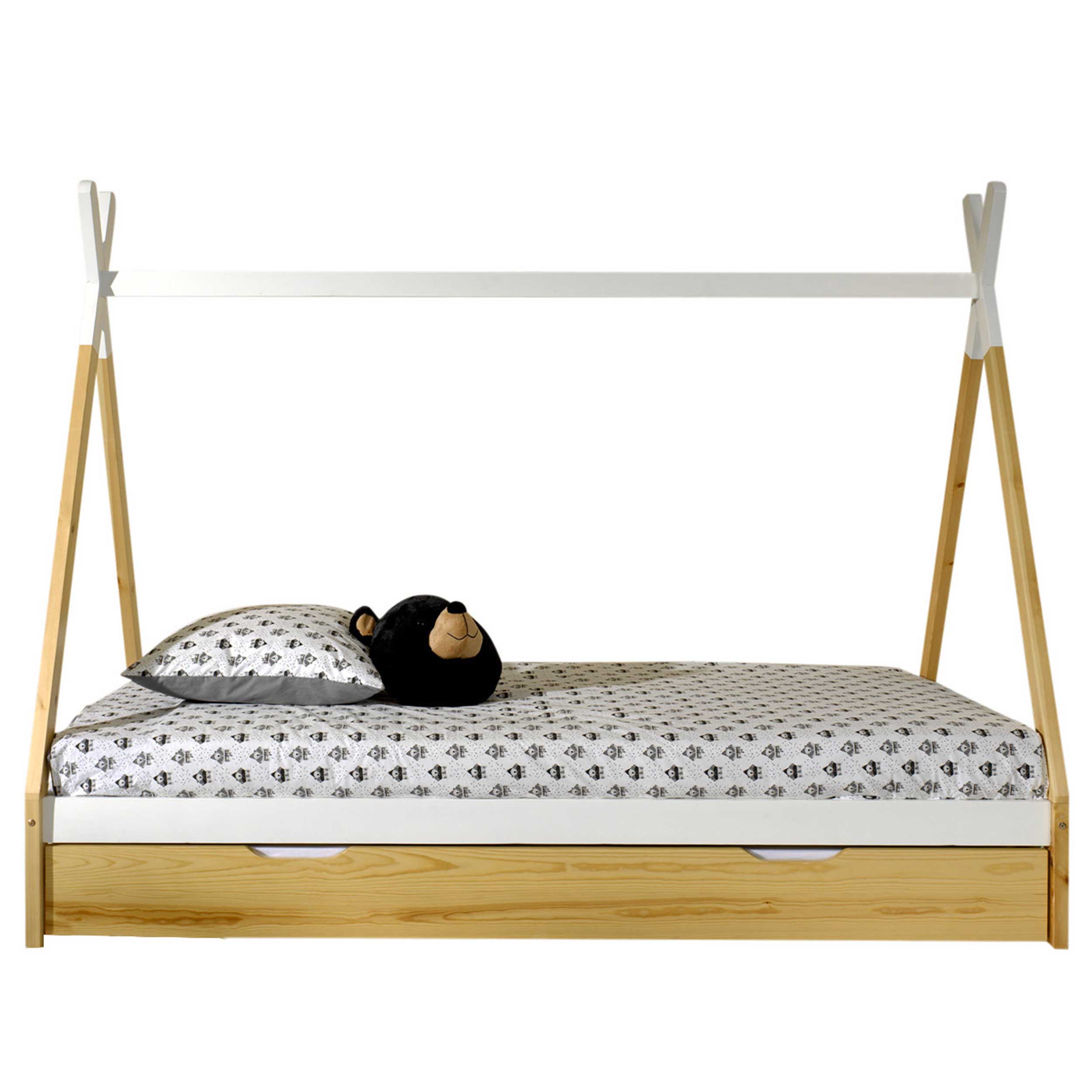 Lit Tipi 90 x 200cm avec tiroir de lit - bois pin - Image 7