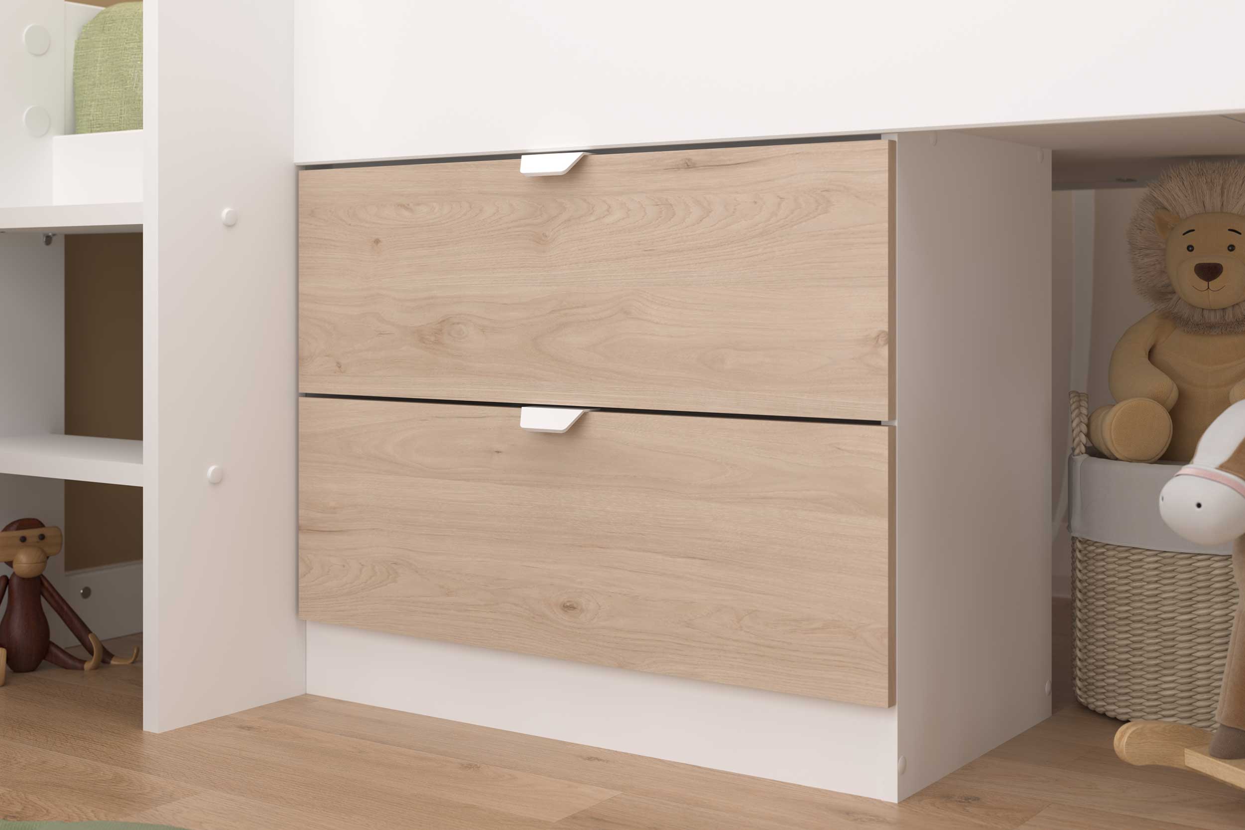 Lit toboggan Tobo 90x200 - chêne/blanc - Image 7