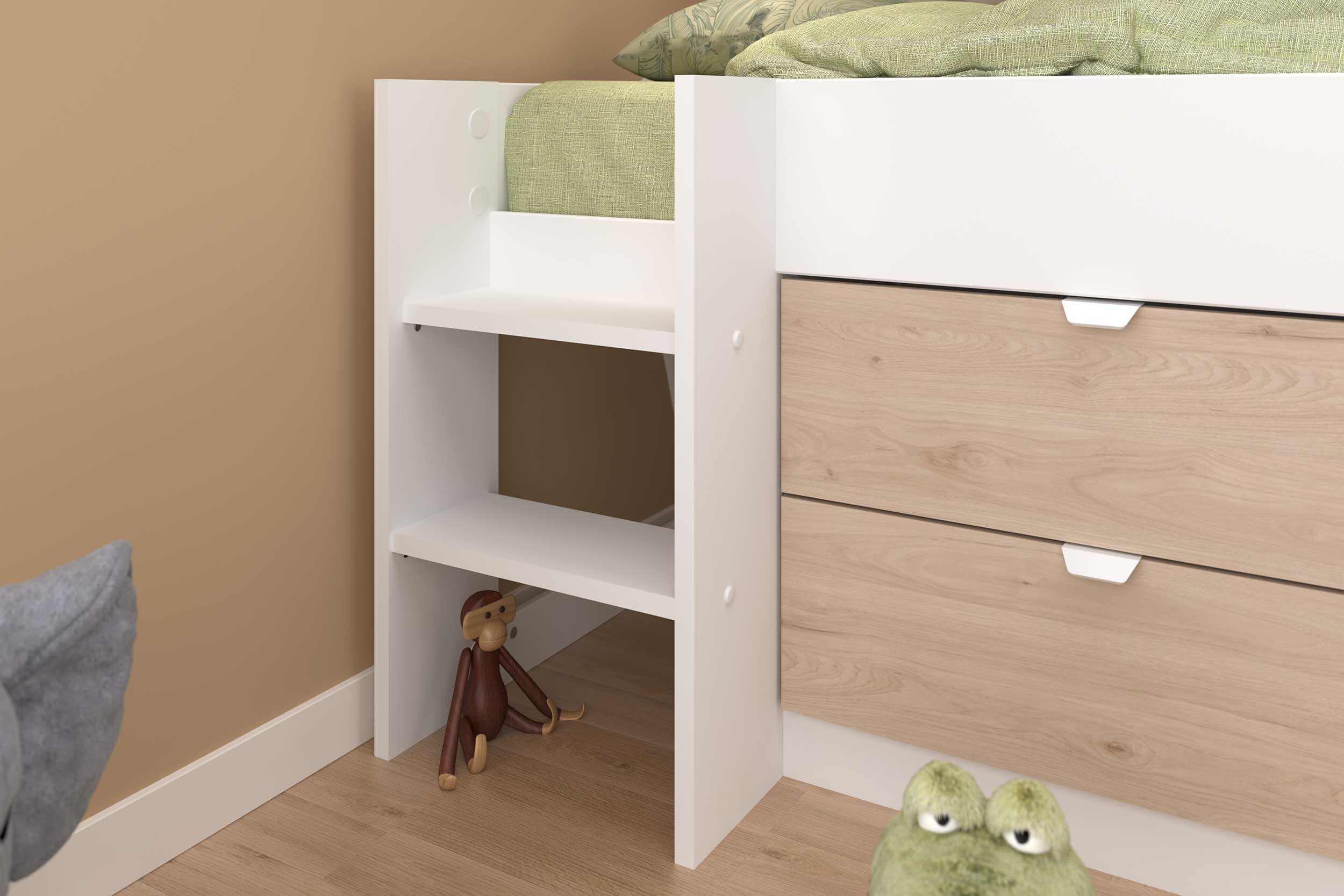 Lit toboggan Tobo 90x200 - chêne/blanc - Image 9