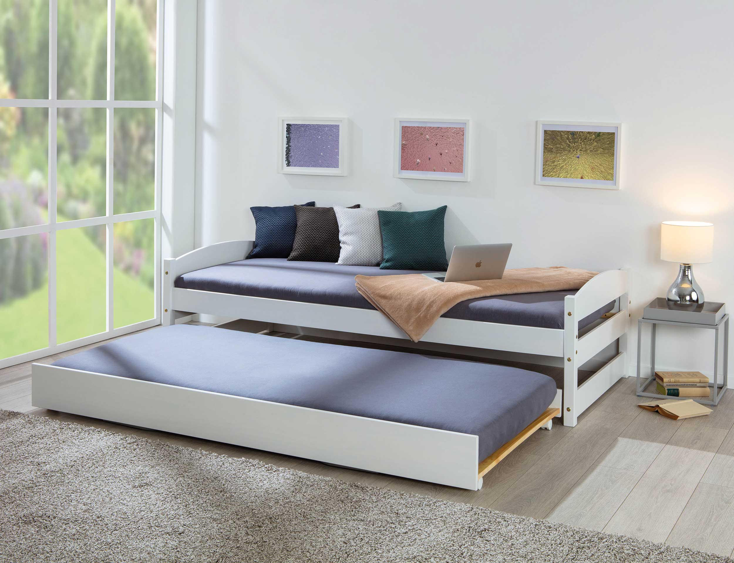 Lit Vindas 90x200 avec lit d'appoint réglable en hauteur - blanc - Image 11