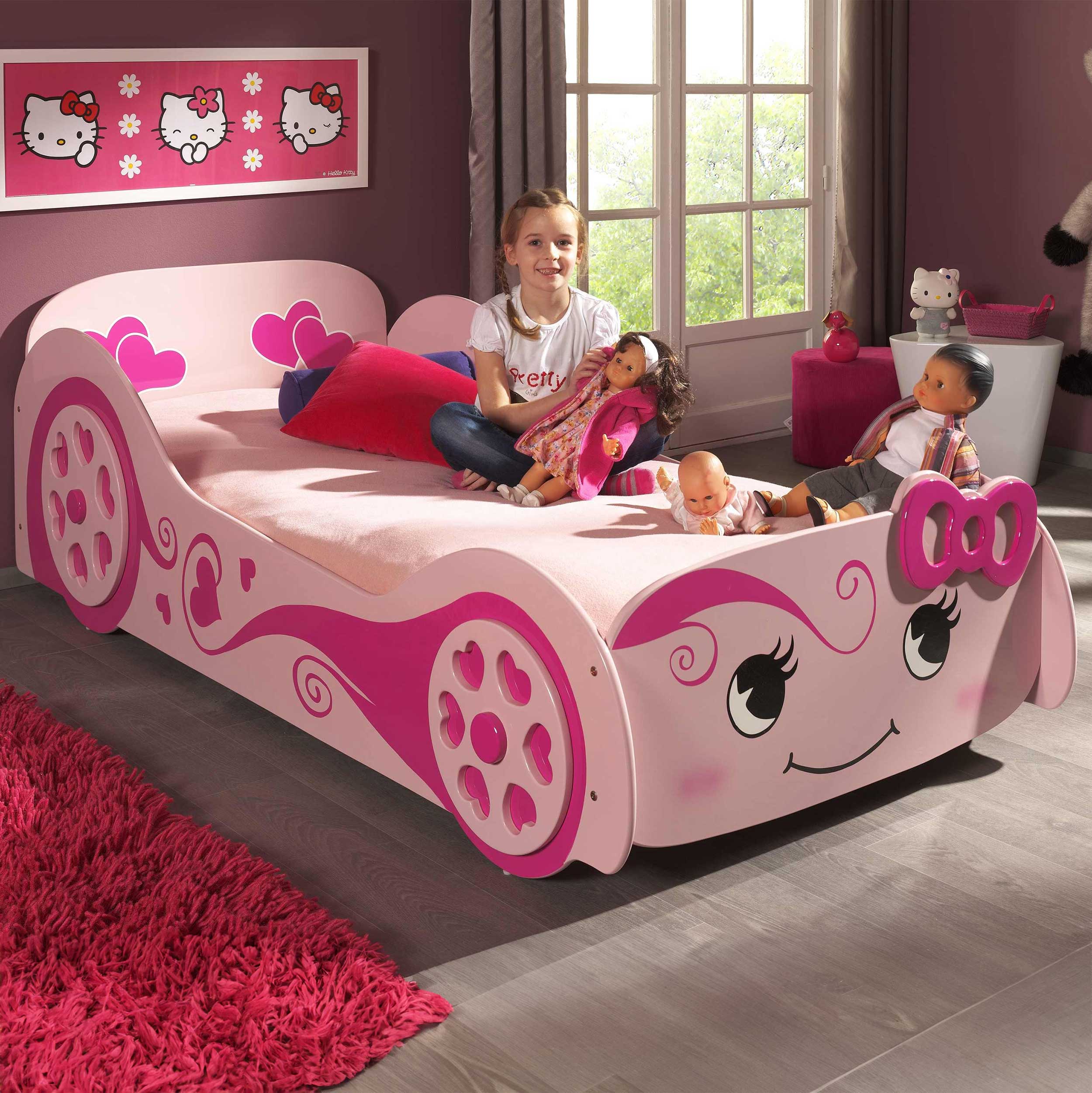 Lit voiture filles Hello Pretty - rose