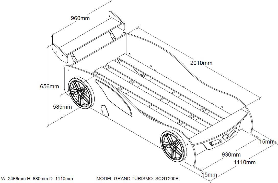 Lit voiture Grand Turismo - bleu - Image 2