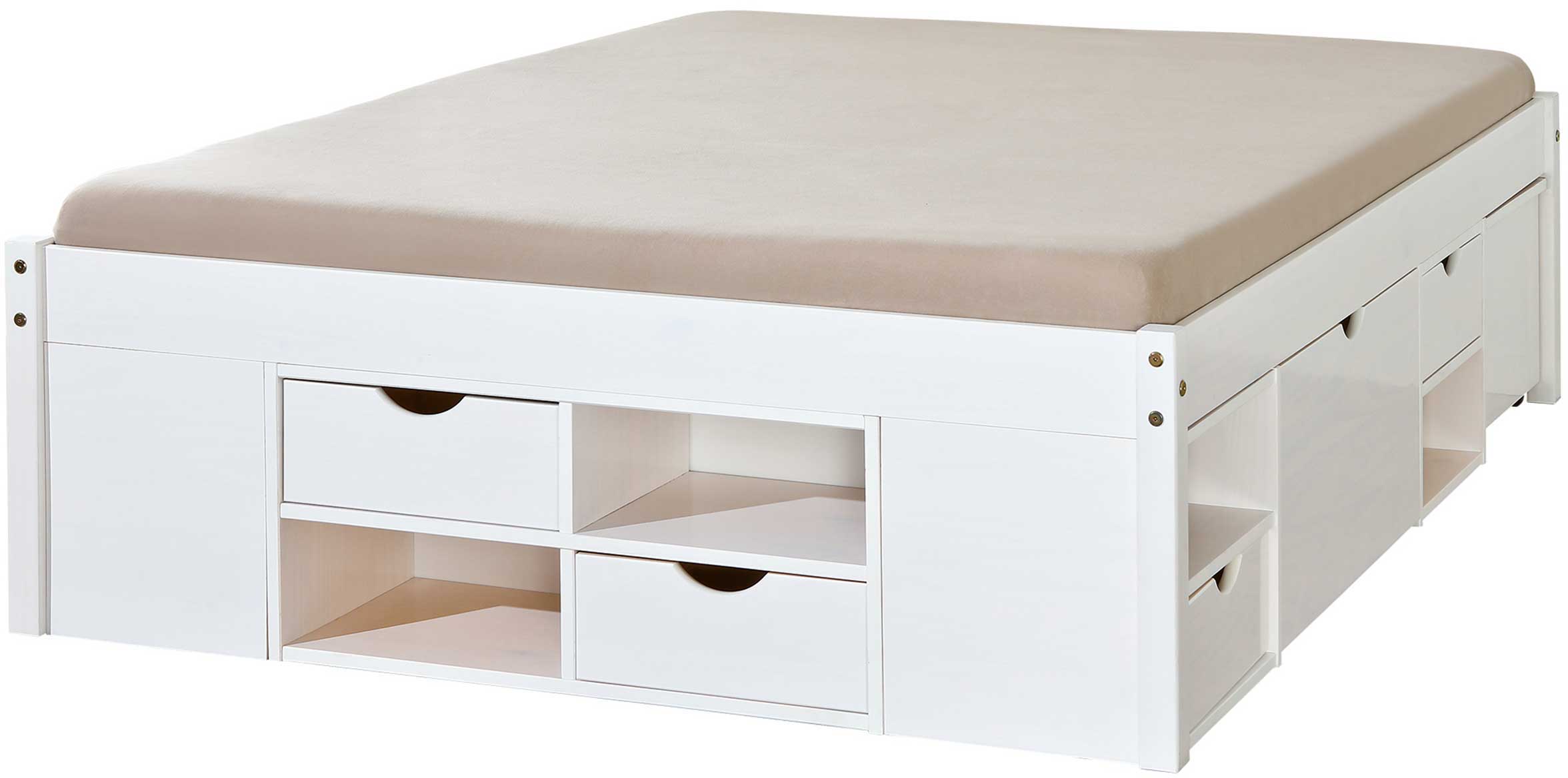 Lit Xavier 140x200cm avec espace de rangement - white wash - Image 2