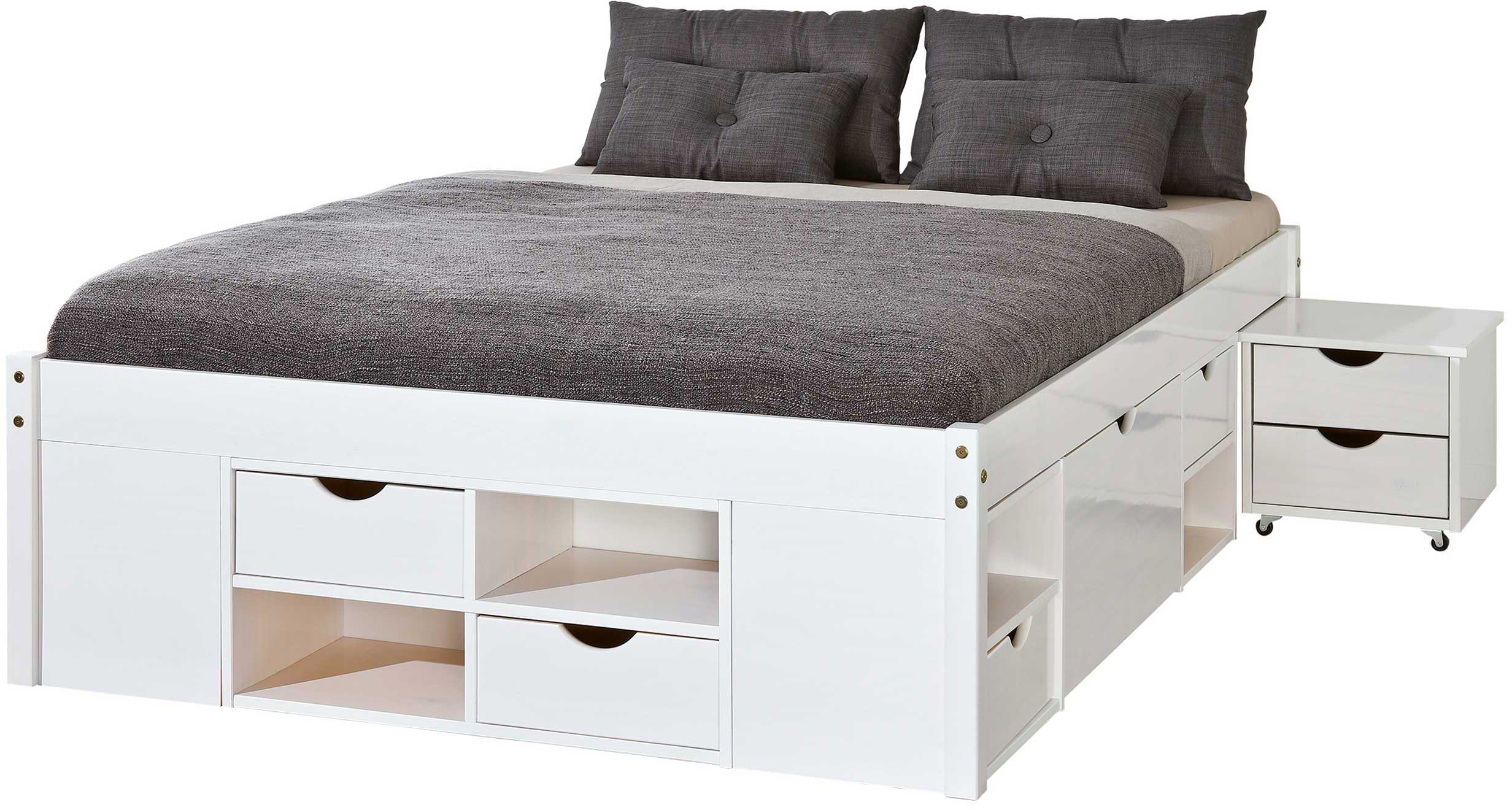 Lit Xavier 140x200cm avec espace de rangement - white wash - Image 5