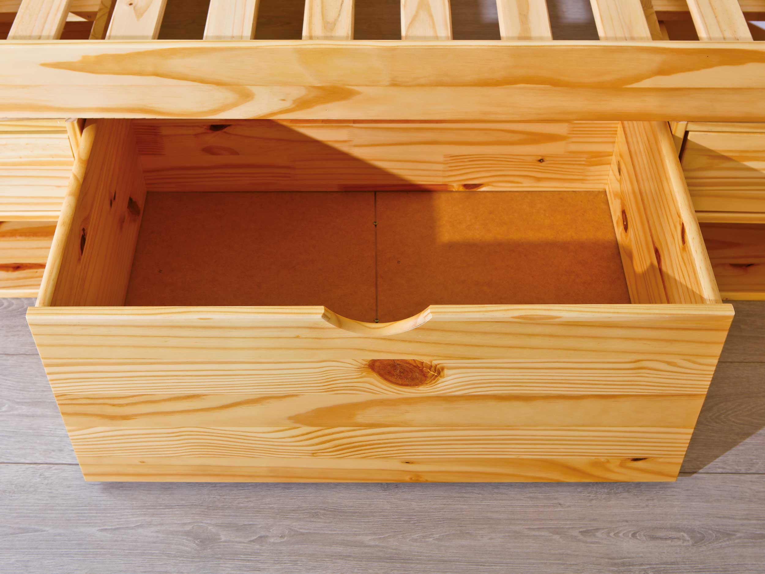 Lit Xavier 140x200cm avec rangement - bois pin - Image 8