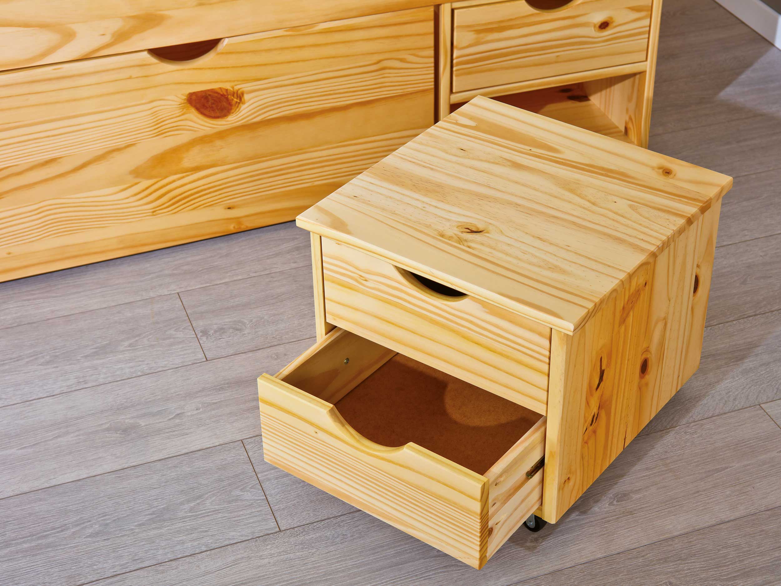 Lit Xavier 140x200cm avec rangement - bois pin - Image 10