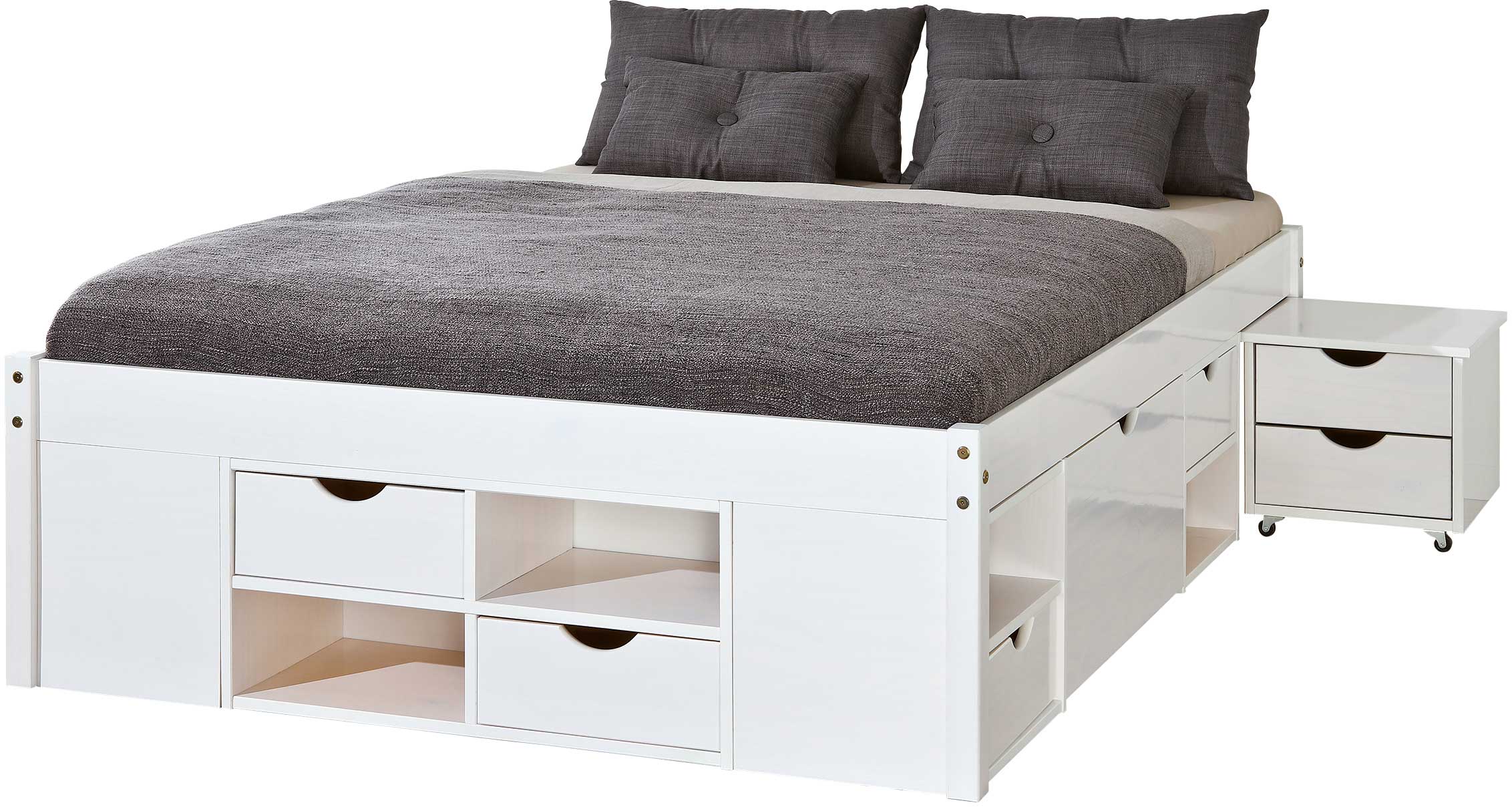 Lit Xavier 160x200cm avec rangement - white wash - Image 8