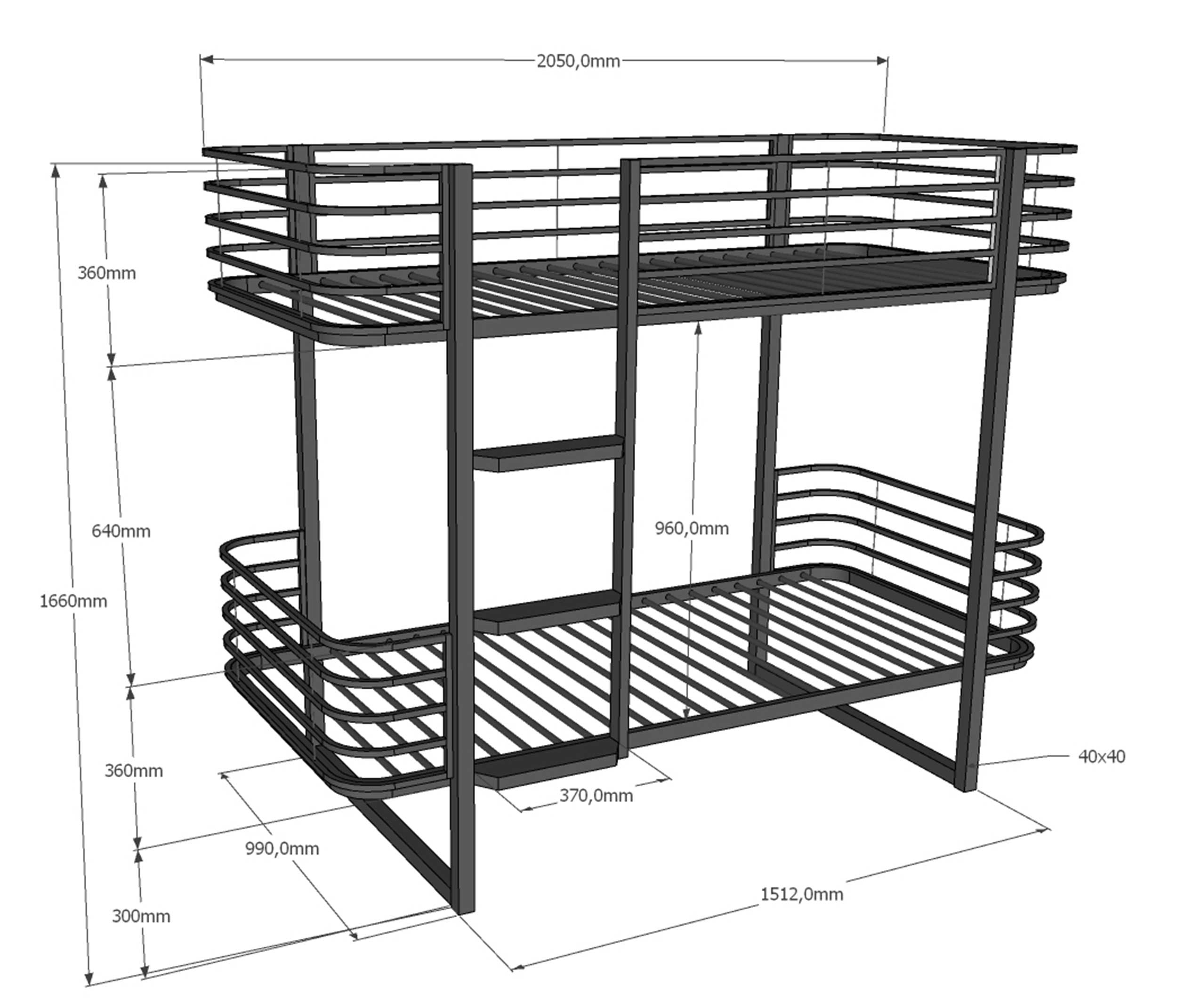 Lits superposés Oscar métal - noir - Image 2